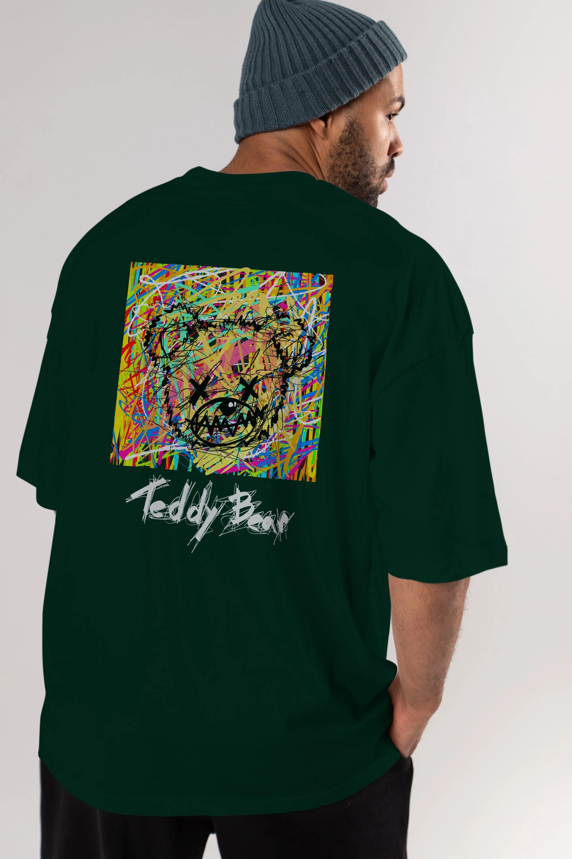 Teddy Bear 3 Arka Baskılı Oversize t-shirt Erkek Kadın Unisex