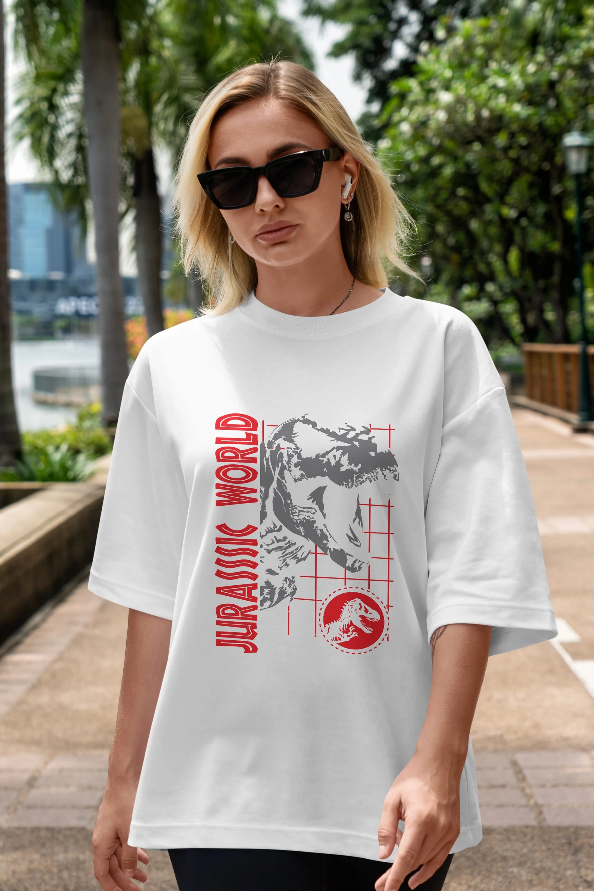 Jurassic Park (2) Ön Baskılı Oversize t-shirt Erkek Kadın Unisex %100 Pamuk Bisiklet Yaka tişort