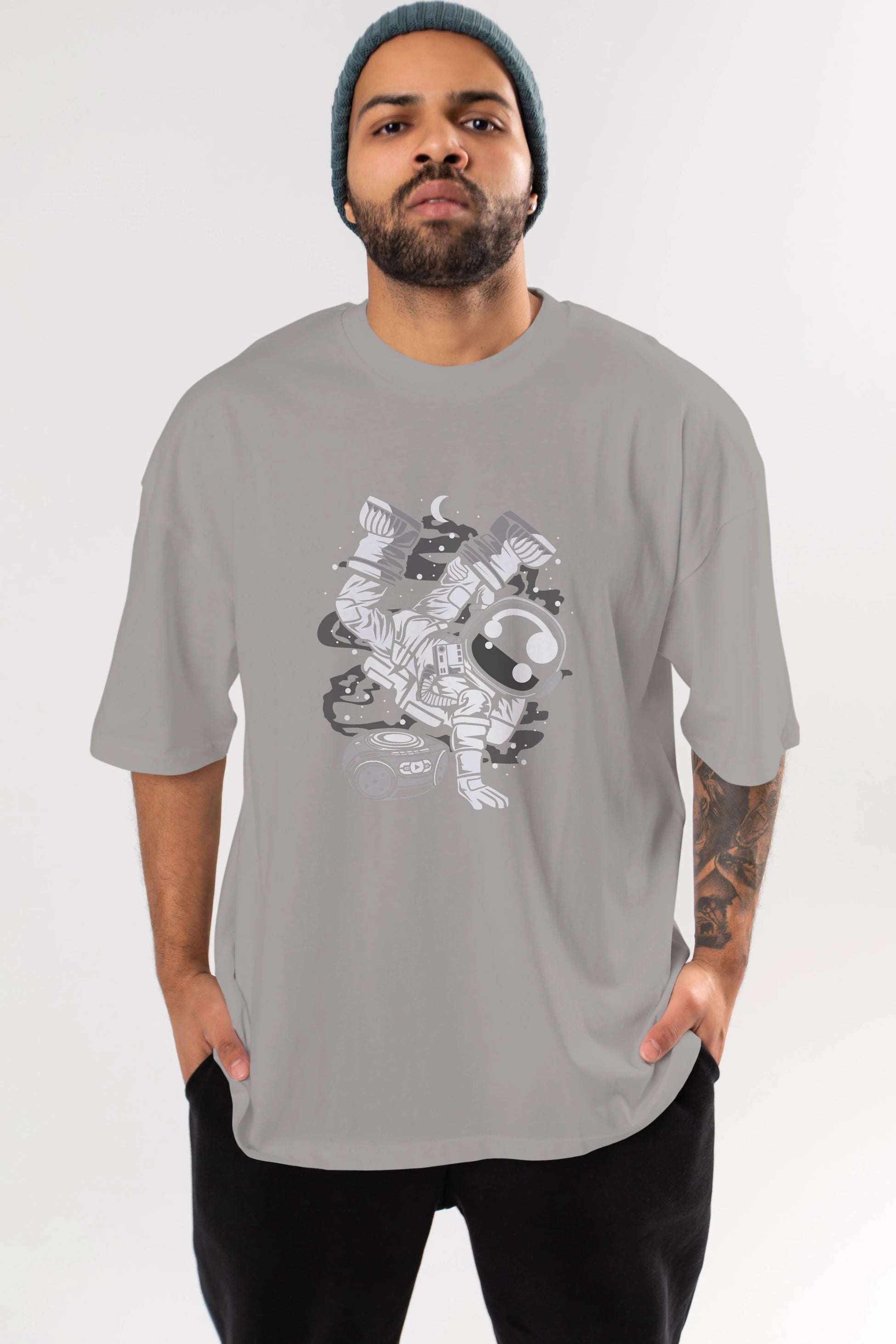 Space Breakdance Ön Baskılı Oversize t-shirt Erkek Kadın Unisex