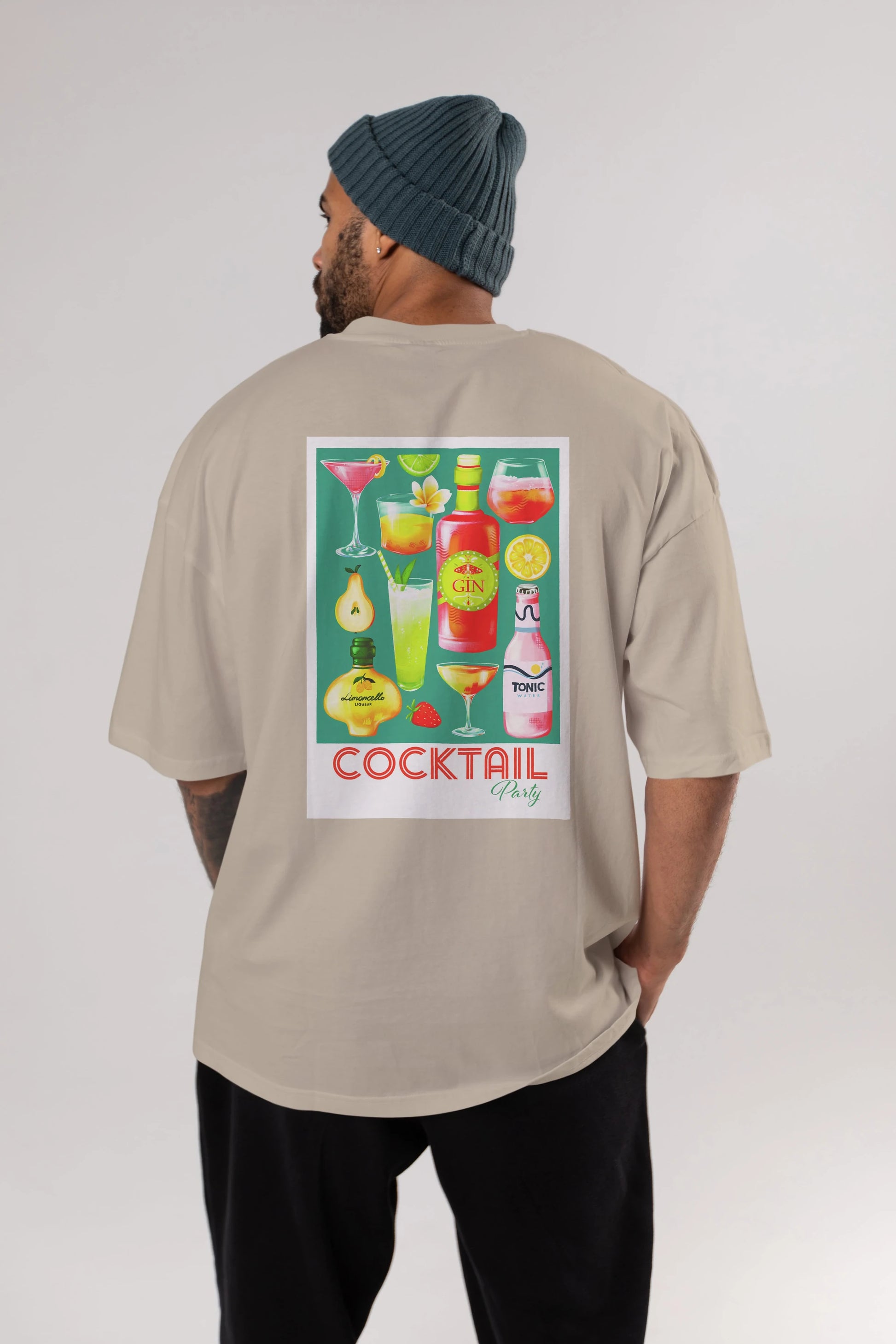 Cocktail Party 2 Arka Baskılı Oversize t-shirt Erkek Kadın Unisex %100 Pamuk Bisiklet Yaka tişort