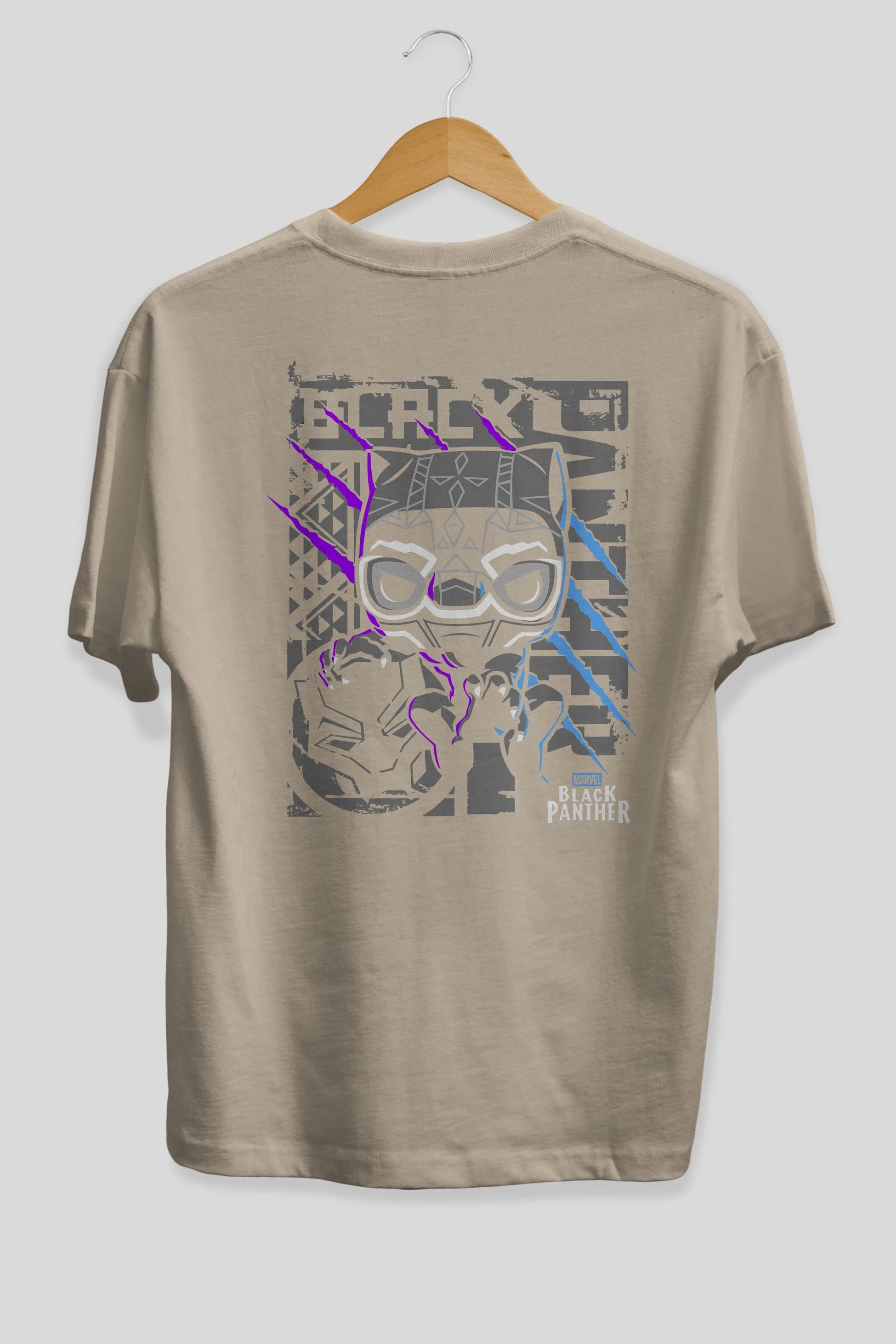 Black Panther Arka Baskılı Oversize t-shirt Erkek Kadın Unisex %100 Pamuk Bisiklet Yaka tişort