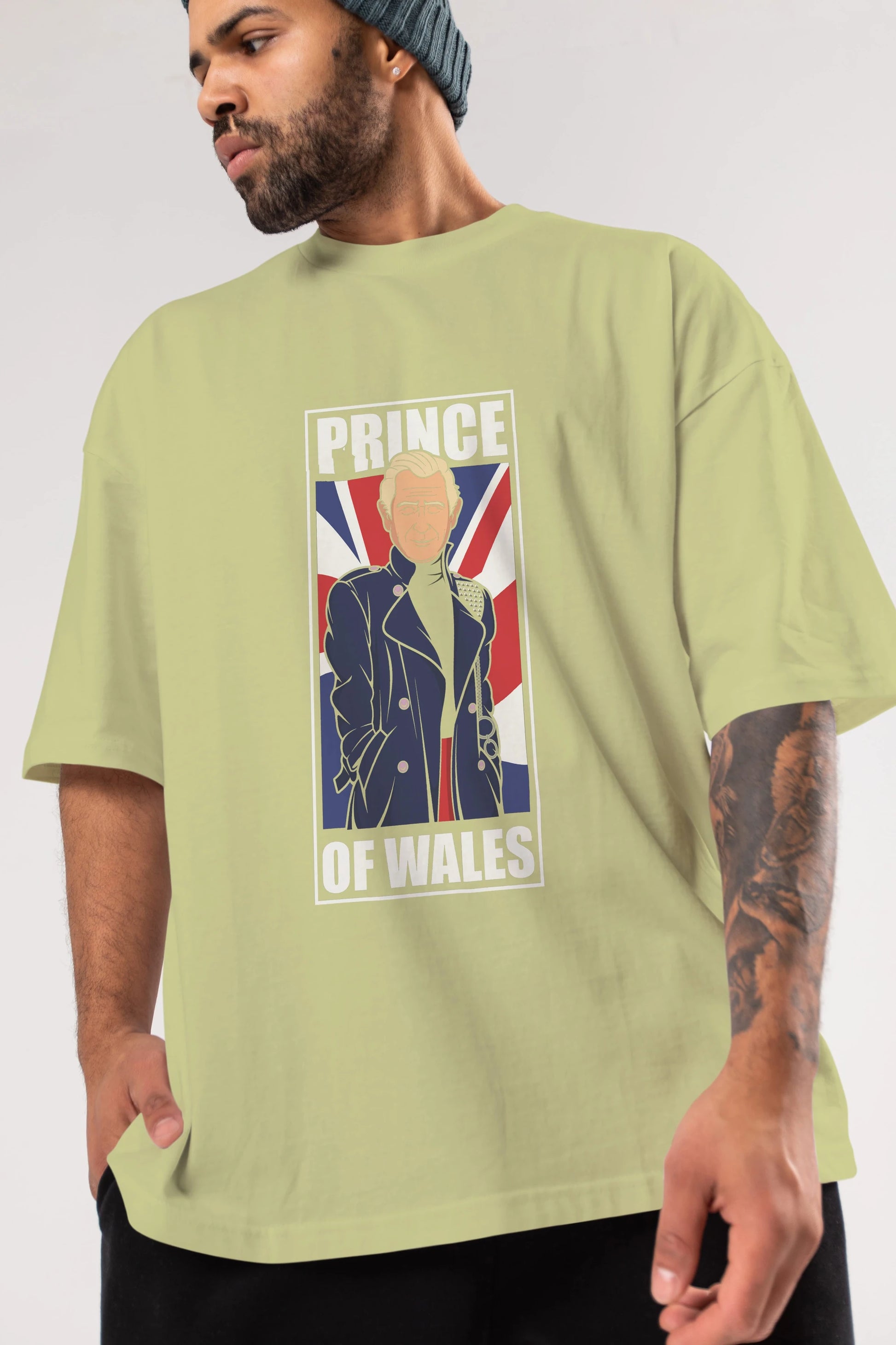 Prince Charles Ön Baskılı Oversize t-shirt Erkek Kadın Unisex %100 Pamuk tişort