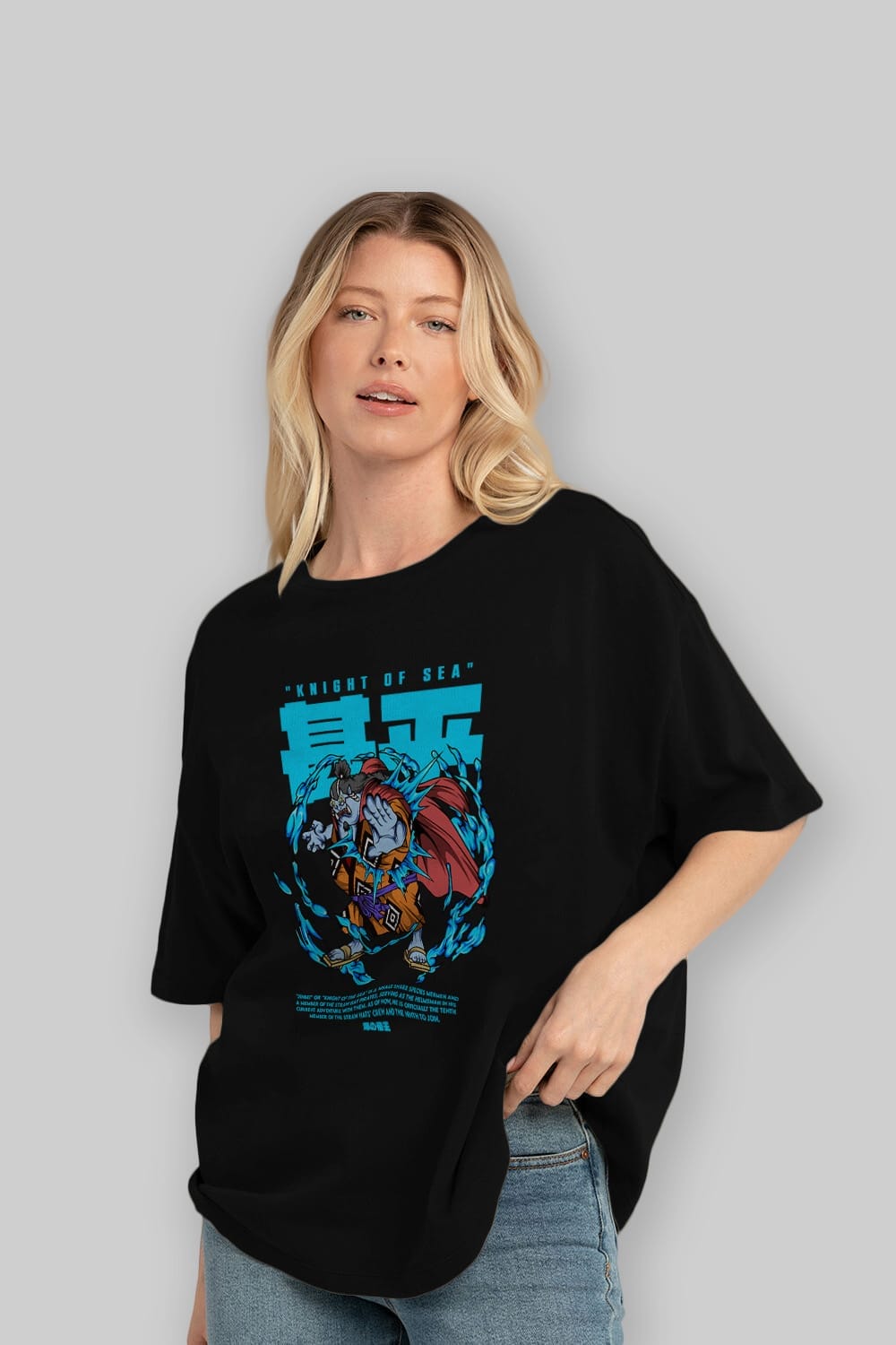 Jinbei Anime Ön Baskılı Oversize t-shirt %100 pamuk Erkek Kadın Unisex