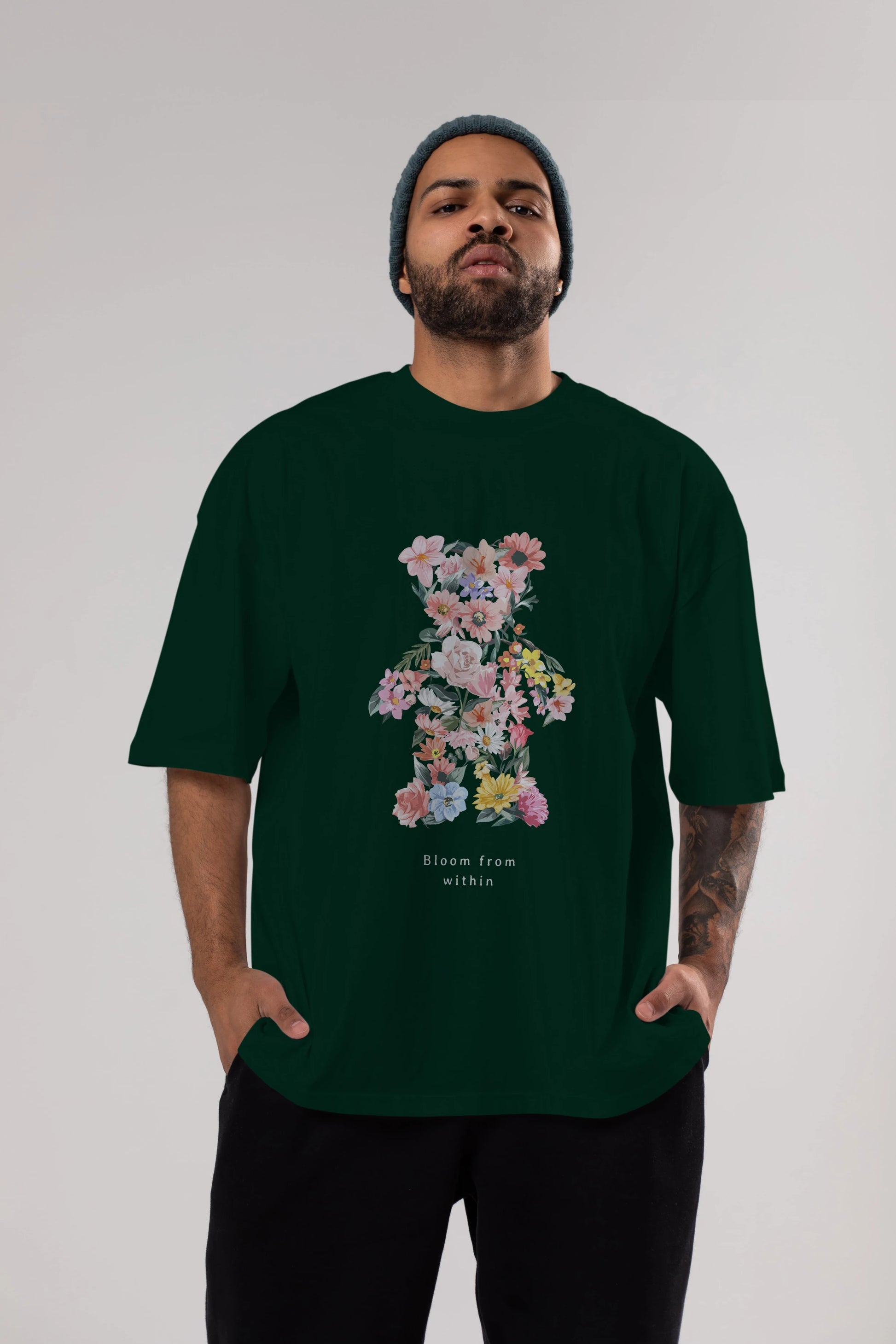 Bloom from Bear Ön Baskılı Oversize t-shirt Erkek Kadın Unisex