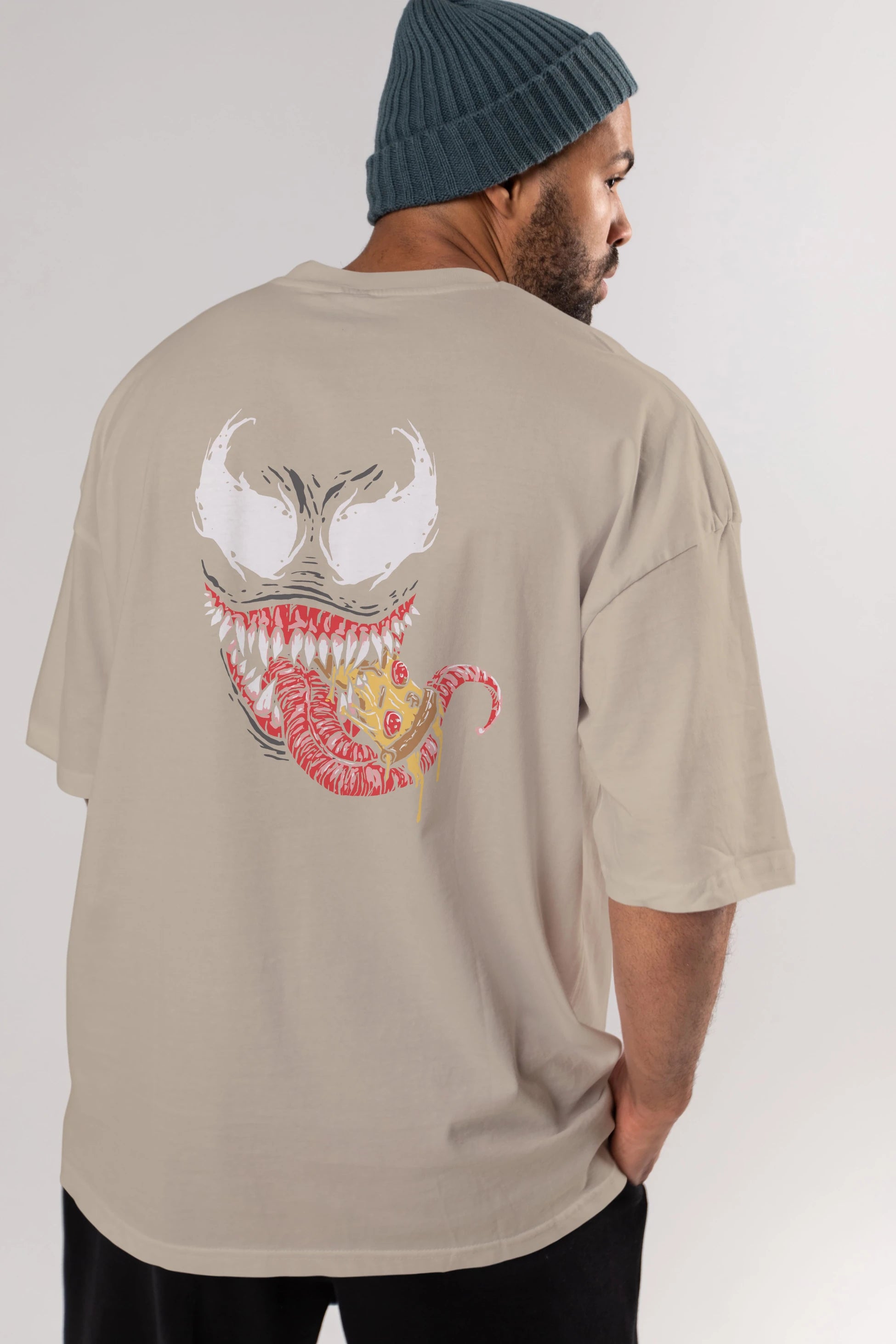 Venom (1) Arka Baskılı Oversize t-shirt Erkek Kadın Unisex %100 Pamuk Bisiklet Yaka tişort
