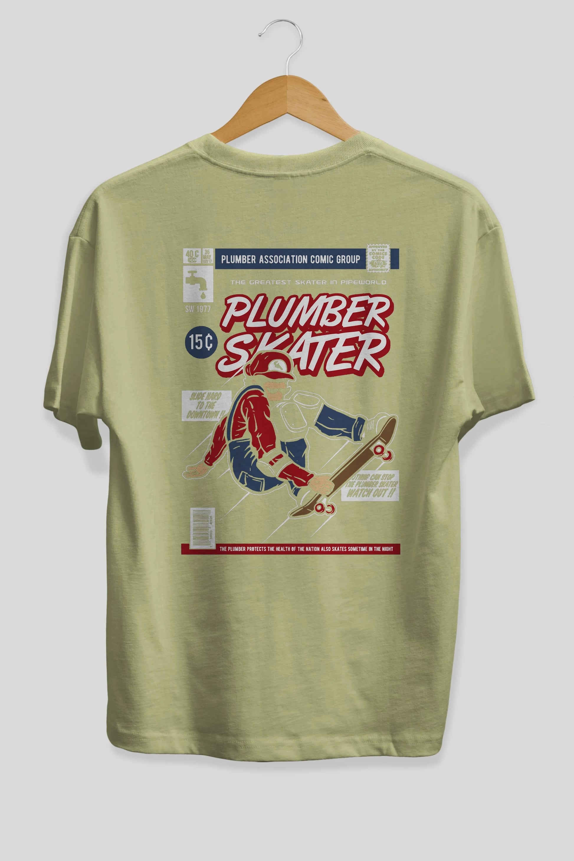 Plumber Skater Arka Baskılı Oversize t-shirt Erkek Kadın Unisex %100 Pamuk