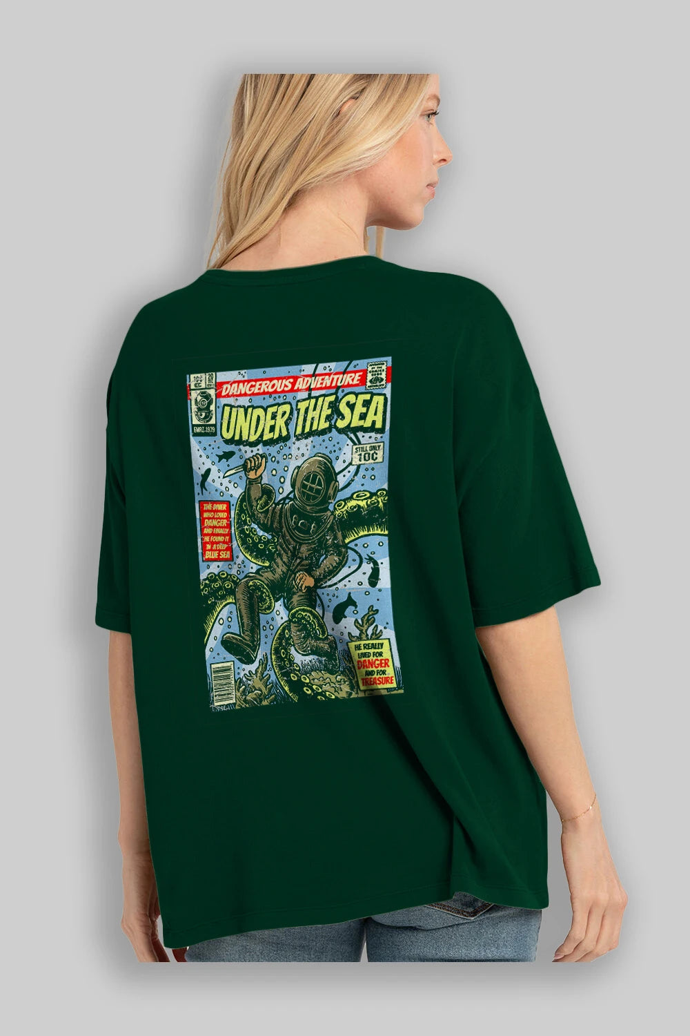 Under The Sea Arka Baskılı Oversize t-shirt Erkek Kadın Unisex %100 Pamuk