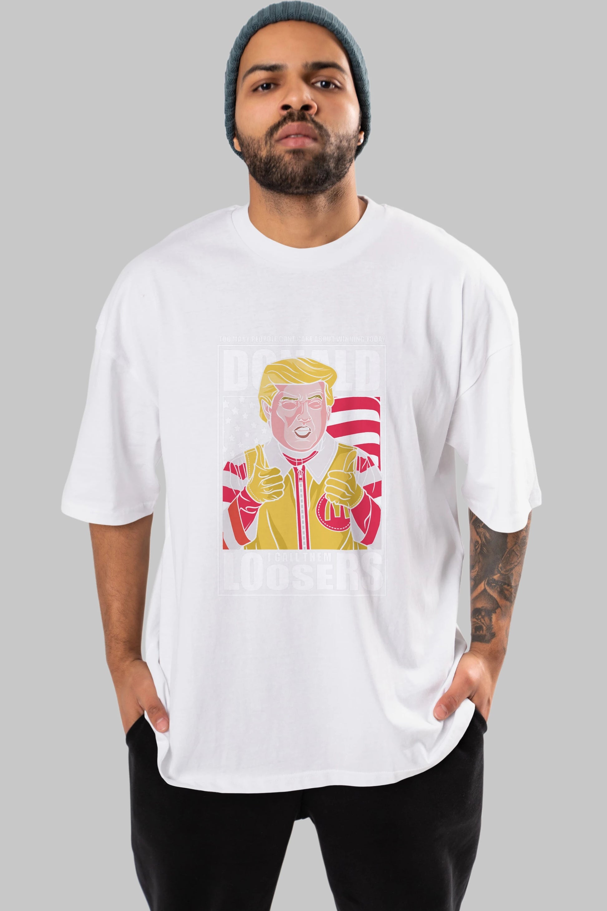 Ronald Trump Ön Baskılı Oversize t-shirt Erkek Kadın Unisex %100 Pamuk tişort