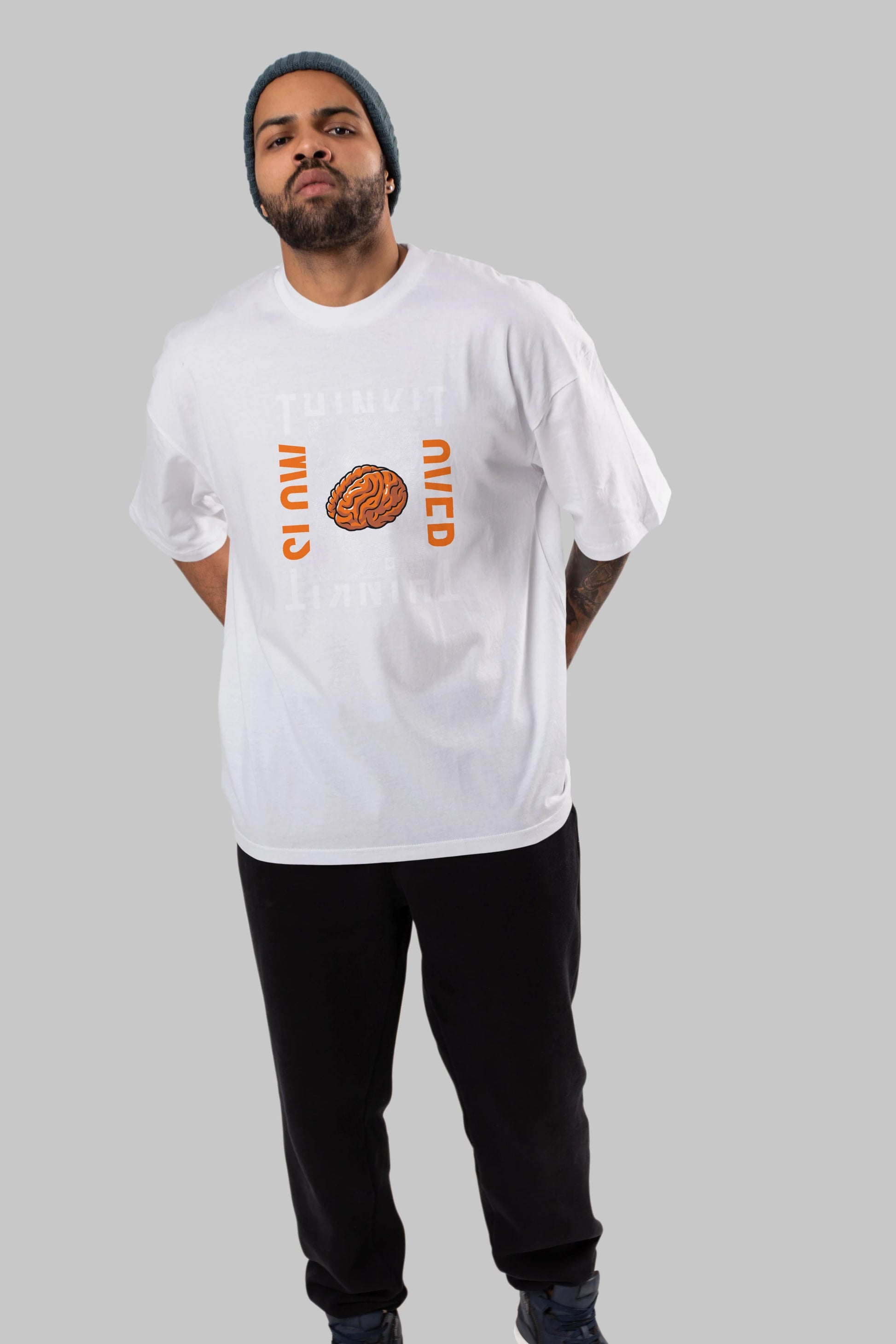 Think it Ön Baskılı Oversize t-shirt Erkek Kadın Unisex