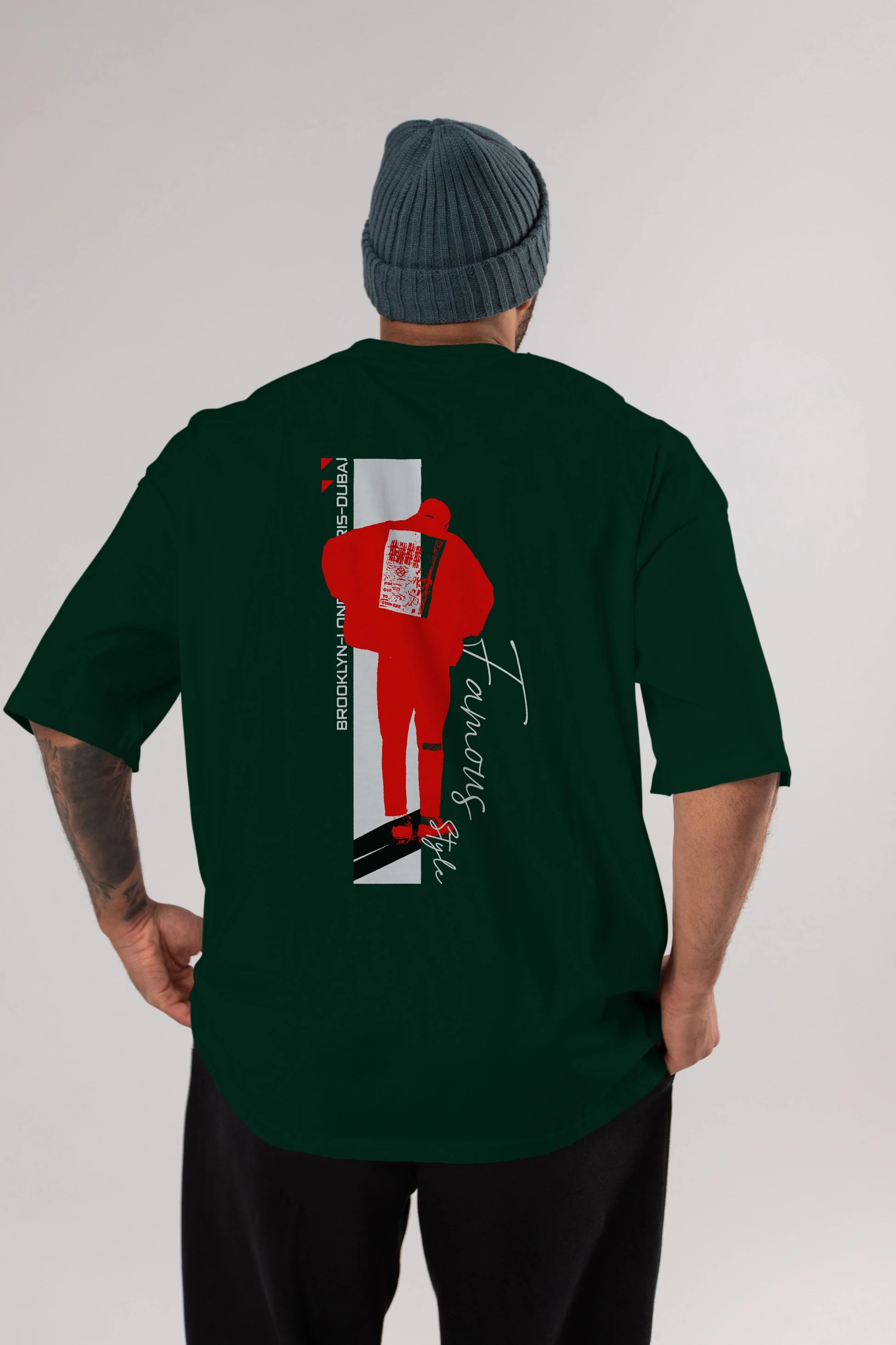 Brooklyn Style Arka Baskılı Oversize t-shirt Erkek Kadın Unisex