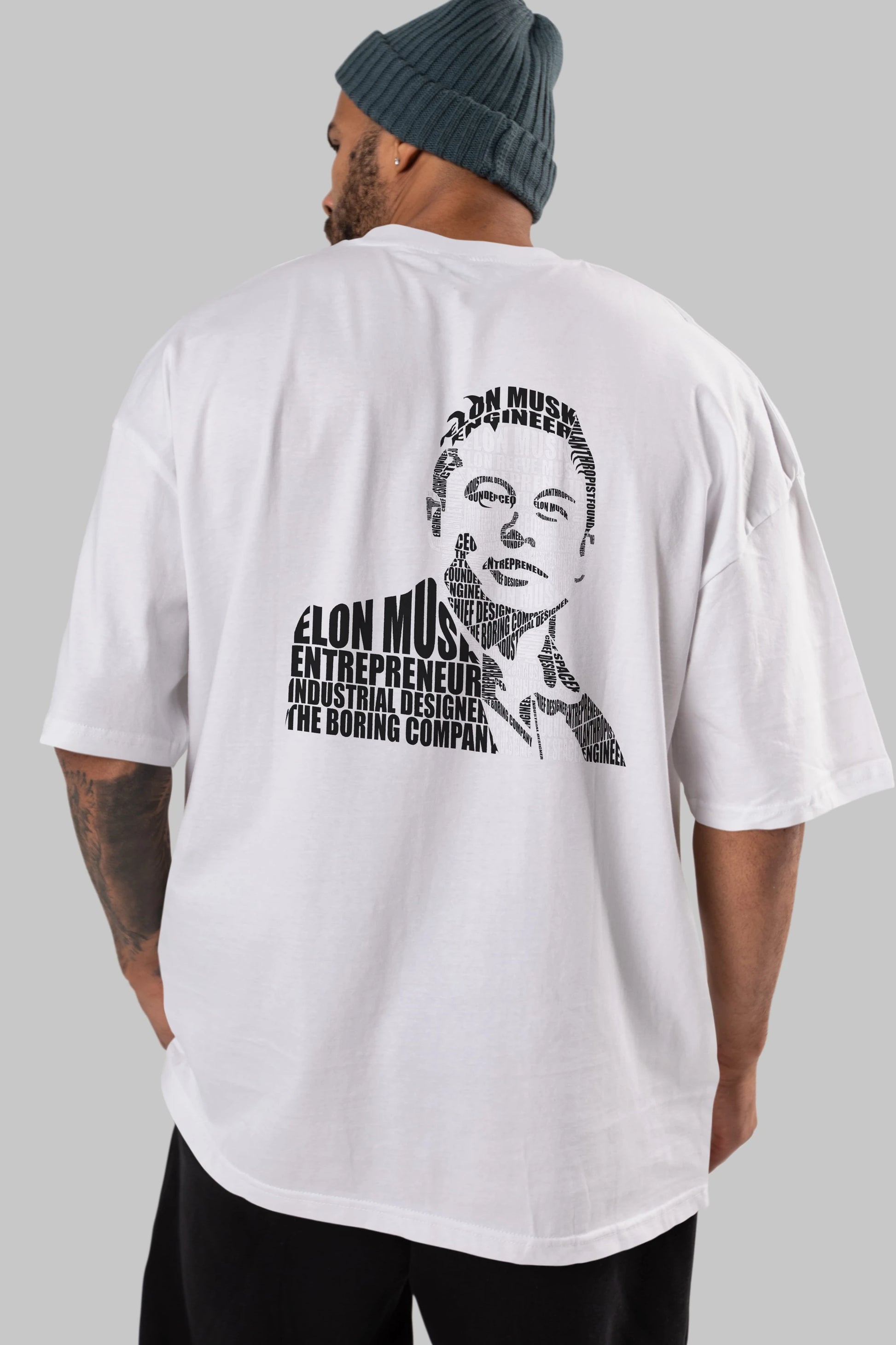 Elon Musk Calligram Arka Baskılı Oversize t-shirt %100 pamuk Erkek Kadın Unisex