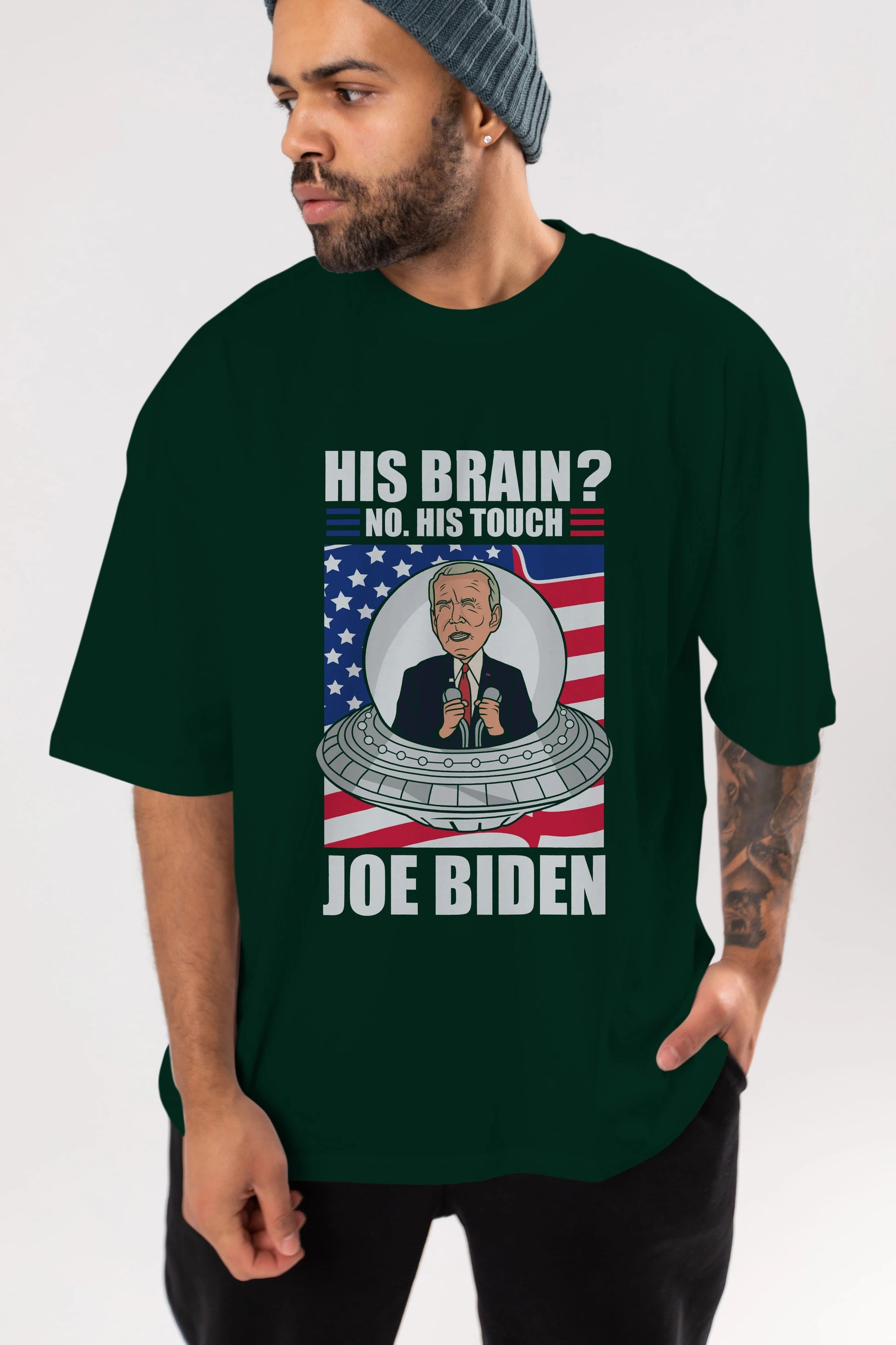 Alien Biden Ön Baskılı Oversize t-shirt Erkek Kadın Unisex %100 Pamuk tişort