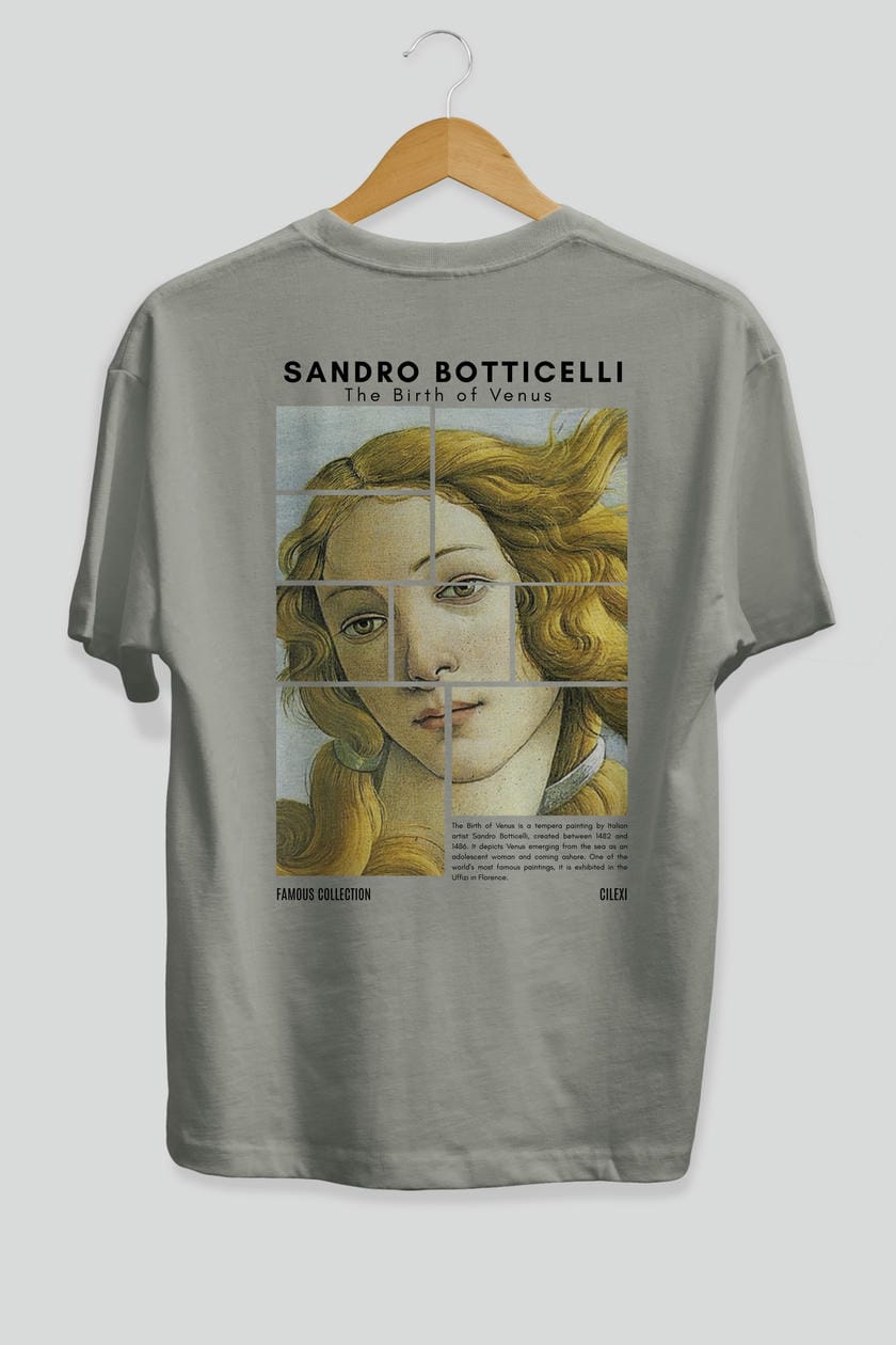 Sandro Botticelli Arka Baskılı Oversize t-shirt Erkek Kadın Bisiklet Yaka Pamuk tişort