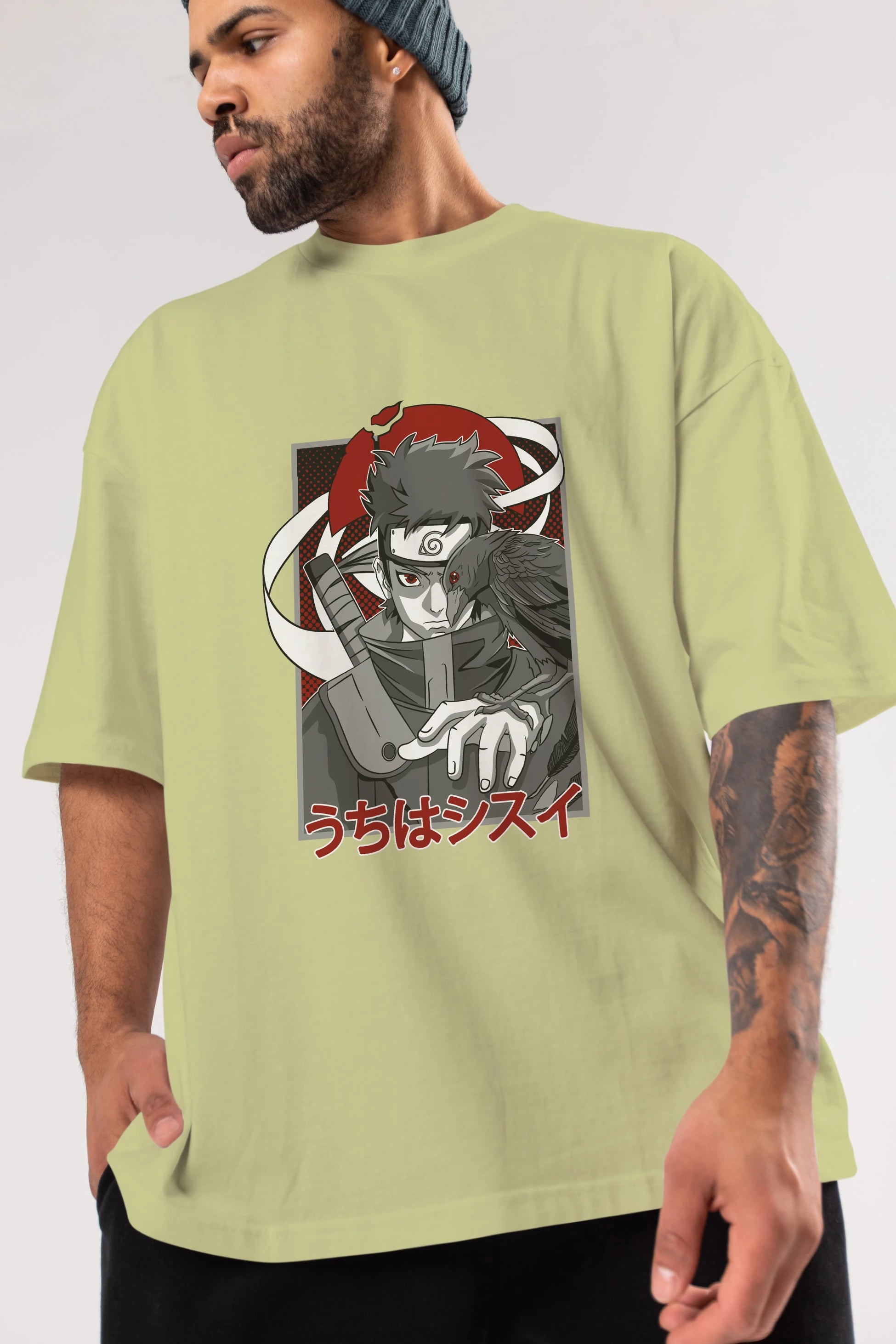 SHISUI UCHIHA NARUTO Anime Ön Baskılı Oversize t-shirt %100 pamuk Erkek Kadın Unisex