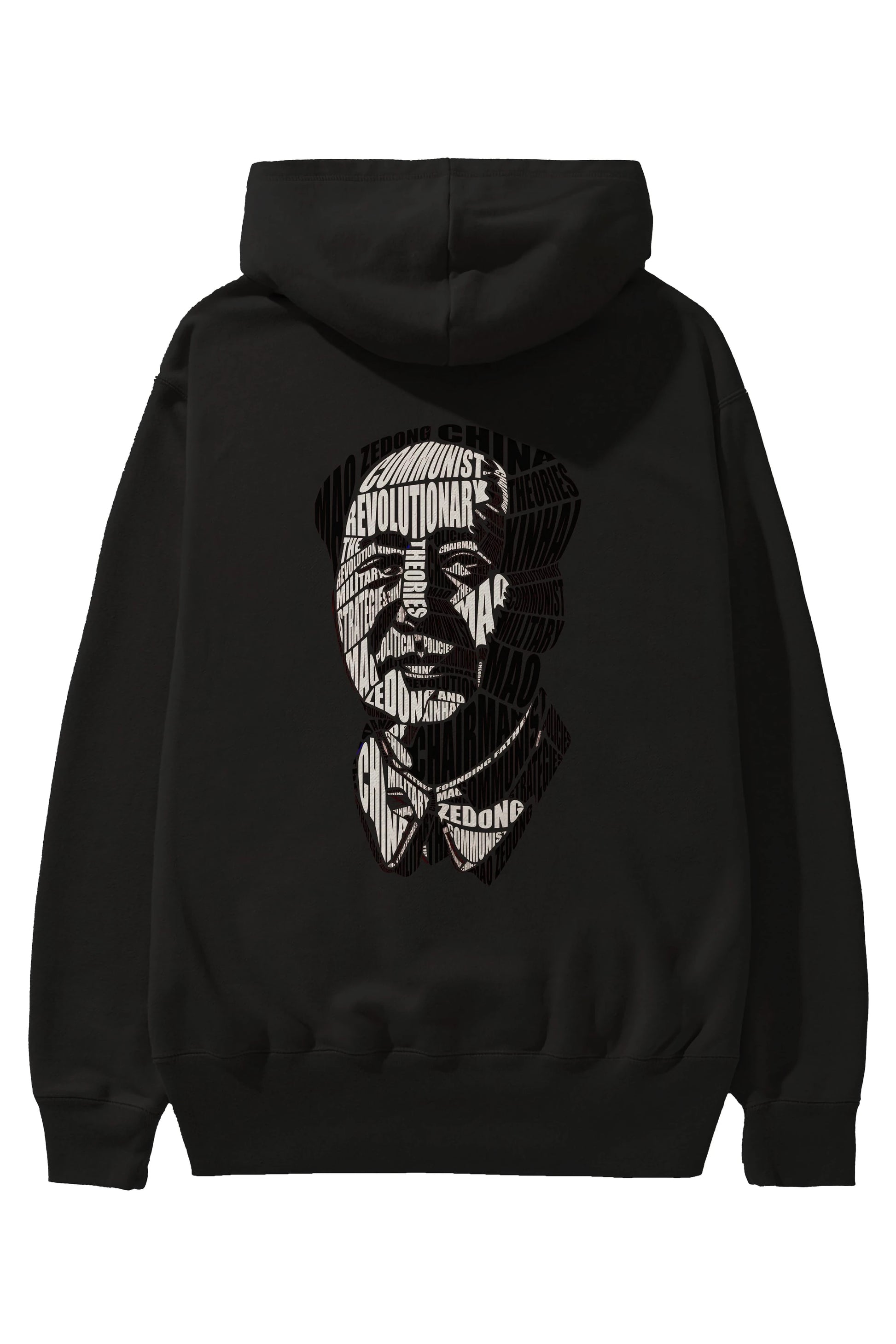 Mao Zedong Calligram Arka Baskılı Hoodie Oversize Kapüşonlu Sweatshirt Erkek Kadın Unisex
