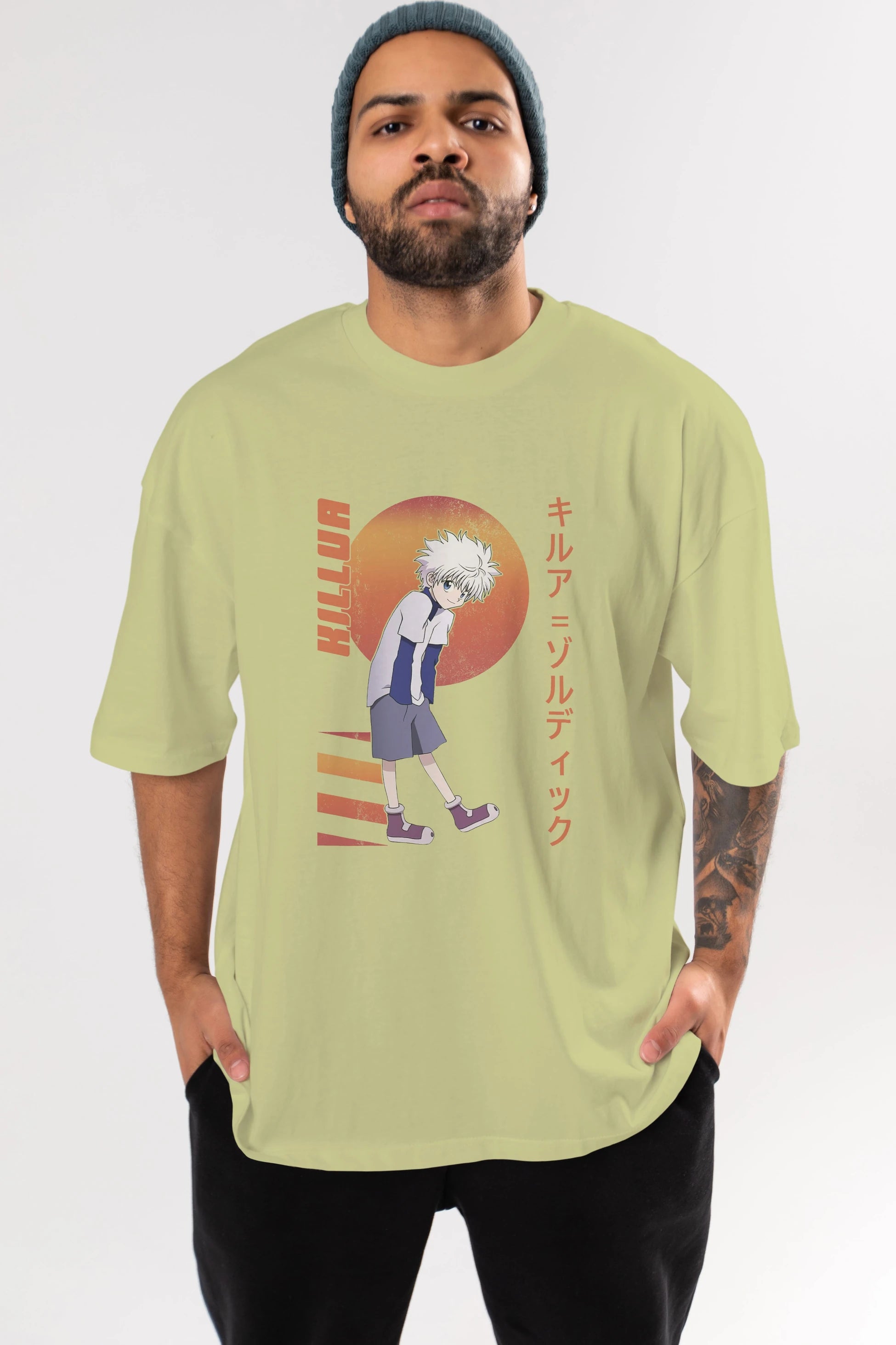 Killua Zoldyck 5 2 Anime Ön Baskılı Oversize t-shirt %100 pamuk Erkek Kadın Unisex