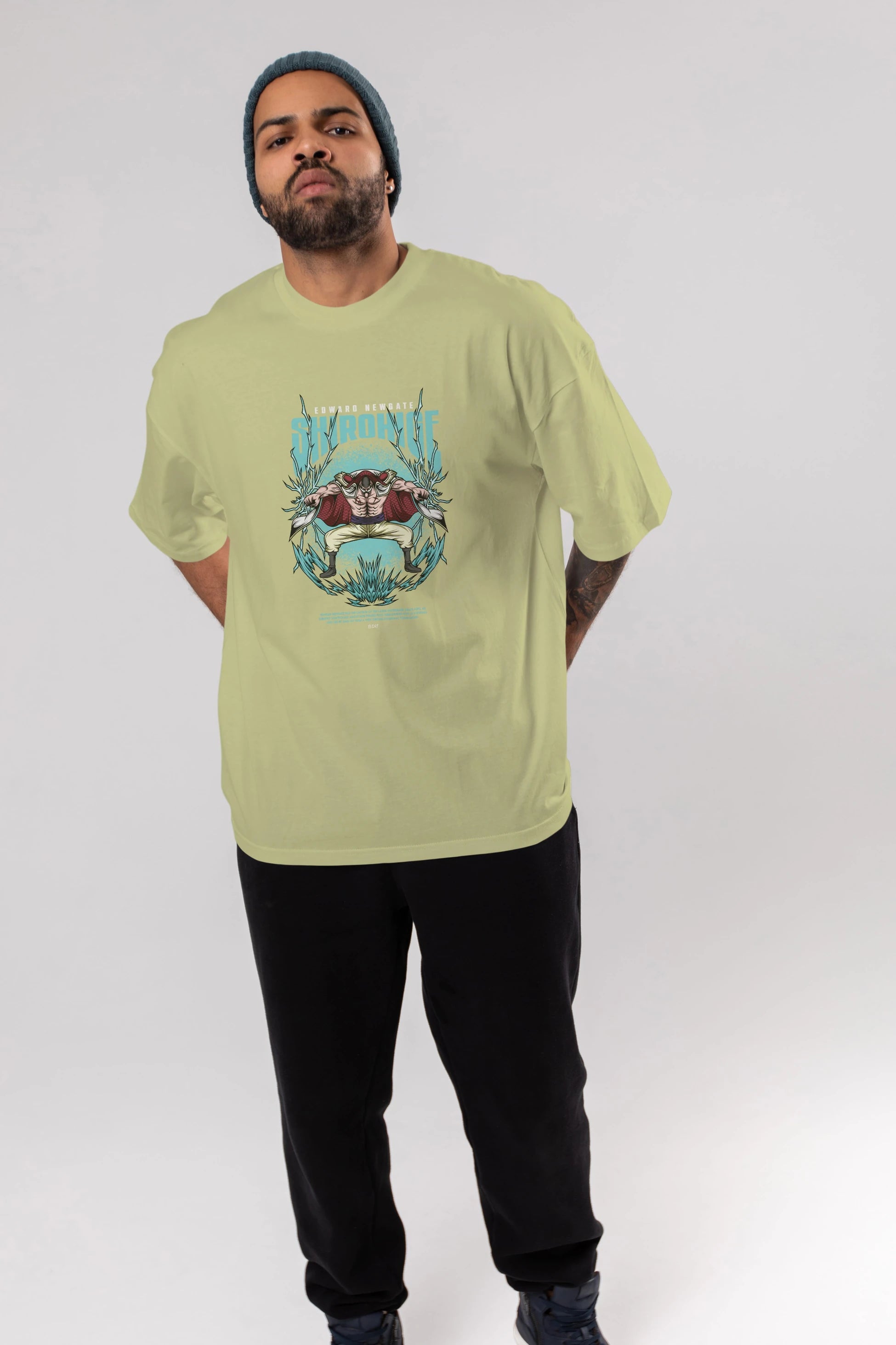Shirohige Anime Ön Baskılı Oversize t-shirt %100 pamuk Erkek Kadın Unisex