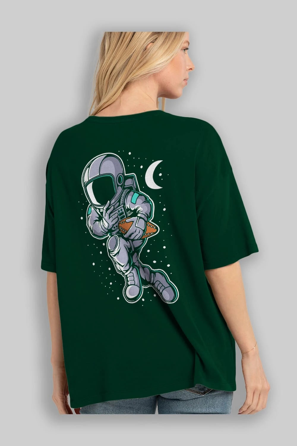 Astronaut Rugby Arka Baskılı Oversize t-shirt Erkek Kadın Unisex