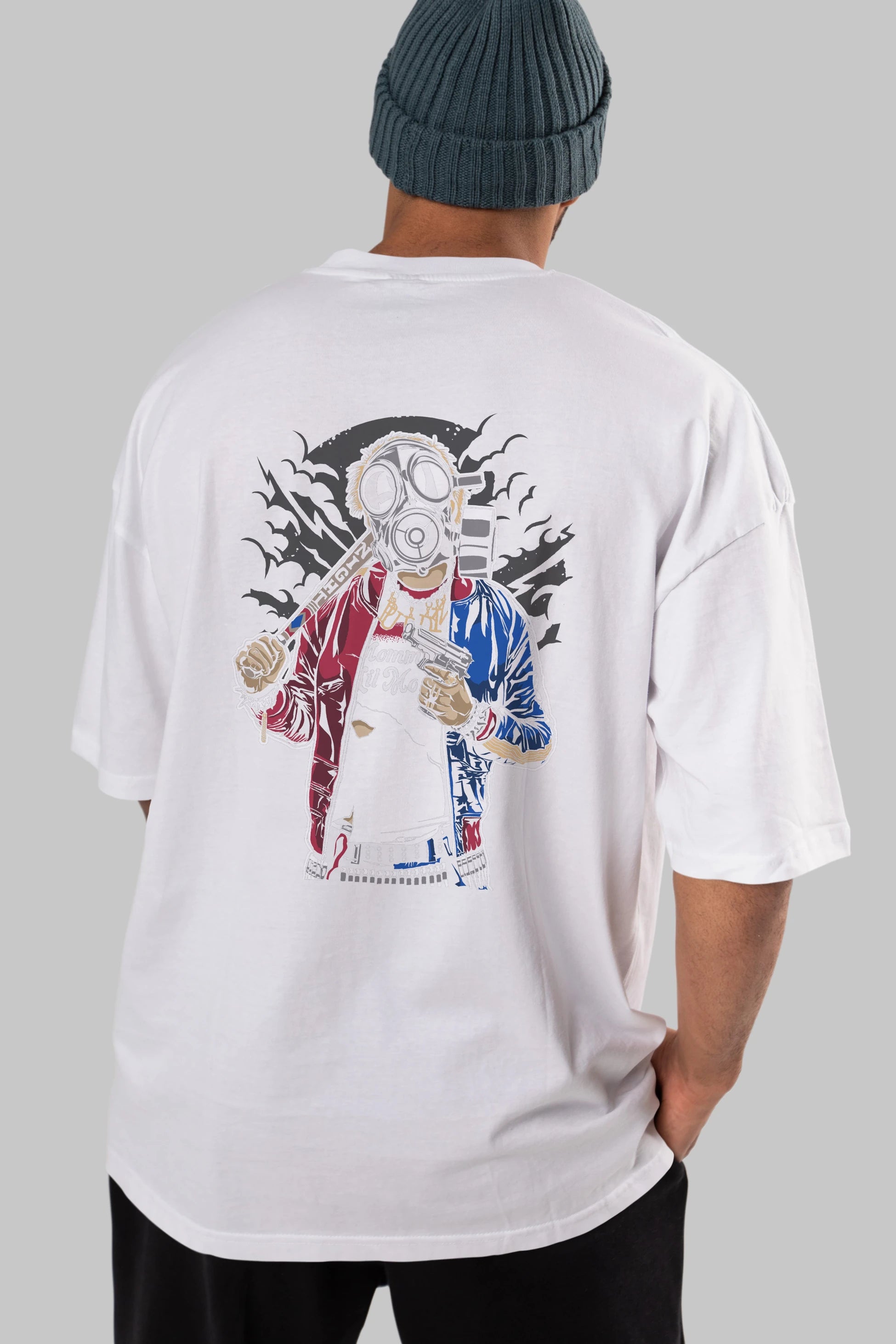 Suicide Gasmask Arka Baskılı Oversize t-shirt Erkek Kadın Unisex %100 Pamuk