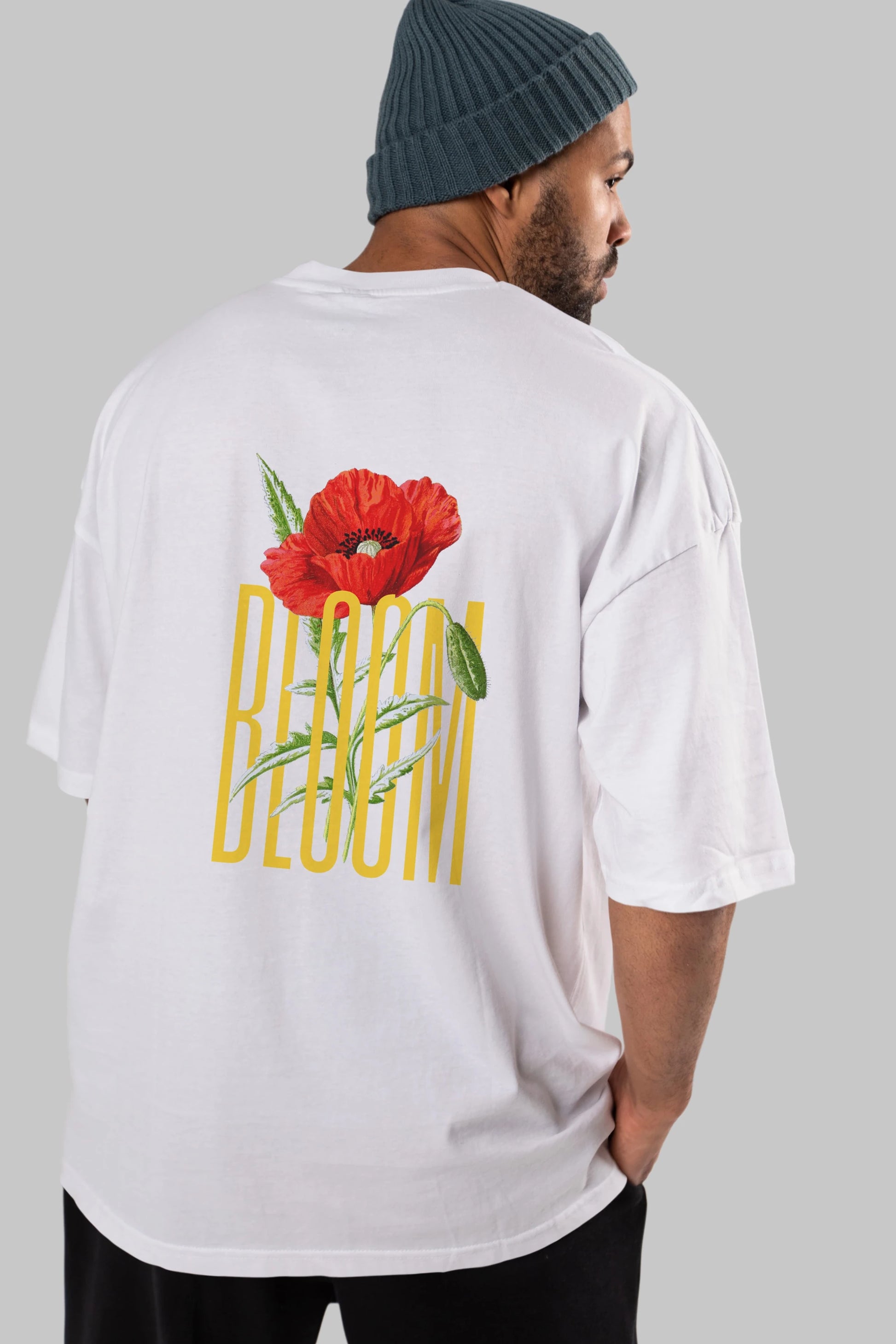Bloom Flower Arka Baskılı Oversize t-shirt Erkek Kadın Unisex