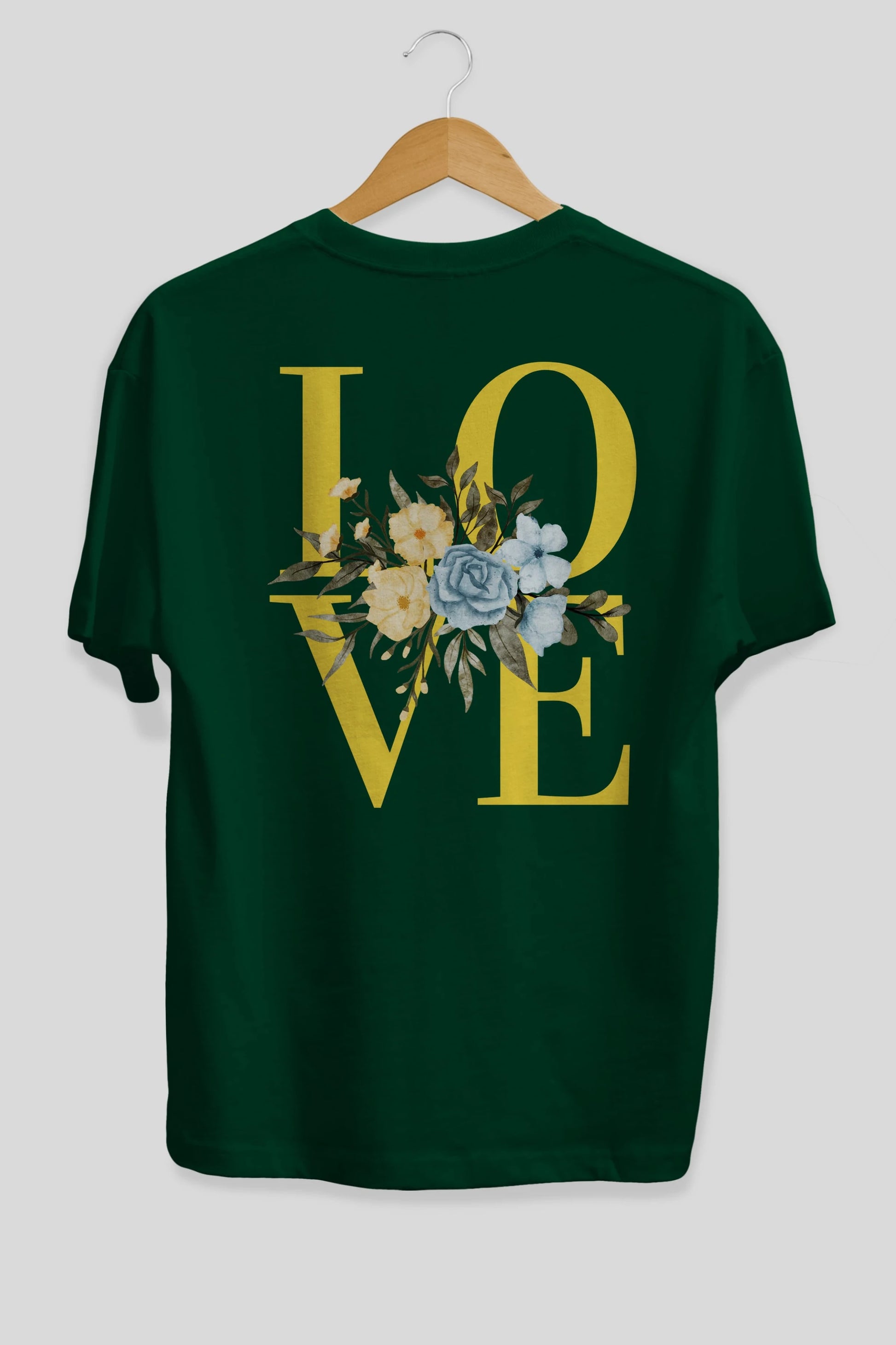 Love Flower Arka Baskılı Oversize t-shirt Erkek Kadın Unisex