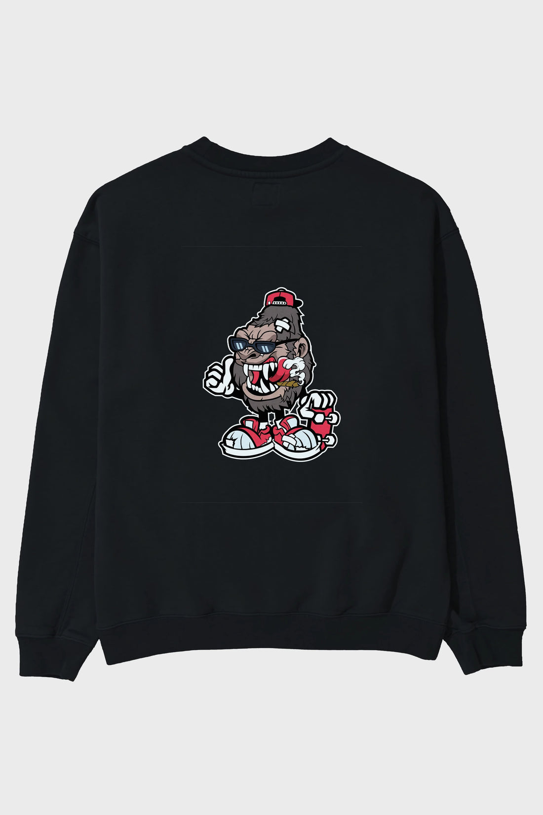 Gorilla Skater Arka Baskılı Oversize Sweatshirt Erkek Kadın Unisex
