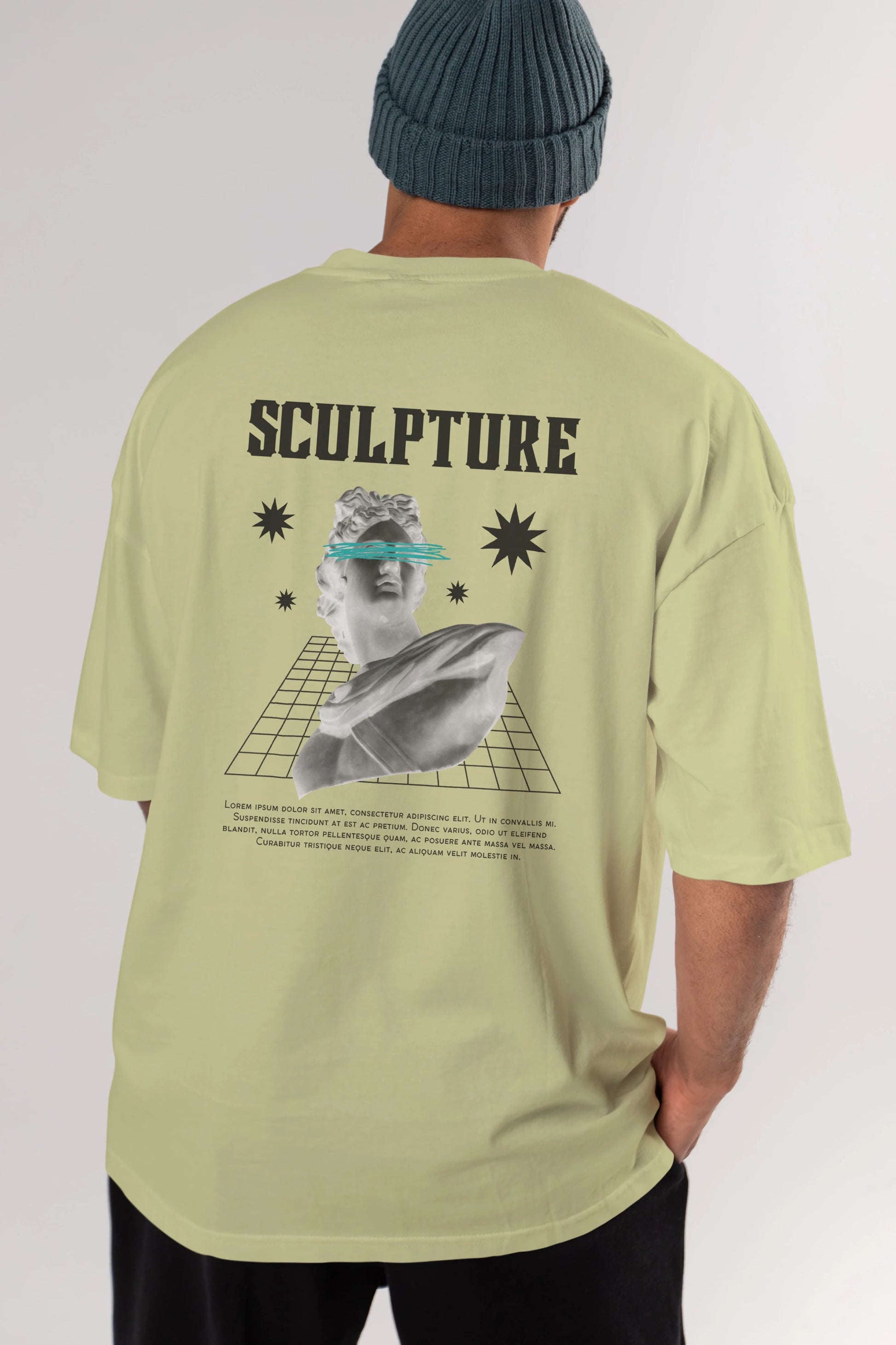 Sculpture Yazılı Arka Baskılı Oversize t-shirt Erkek Kadın Unisex