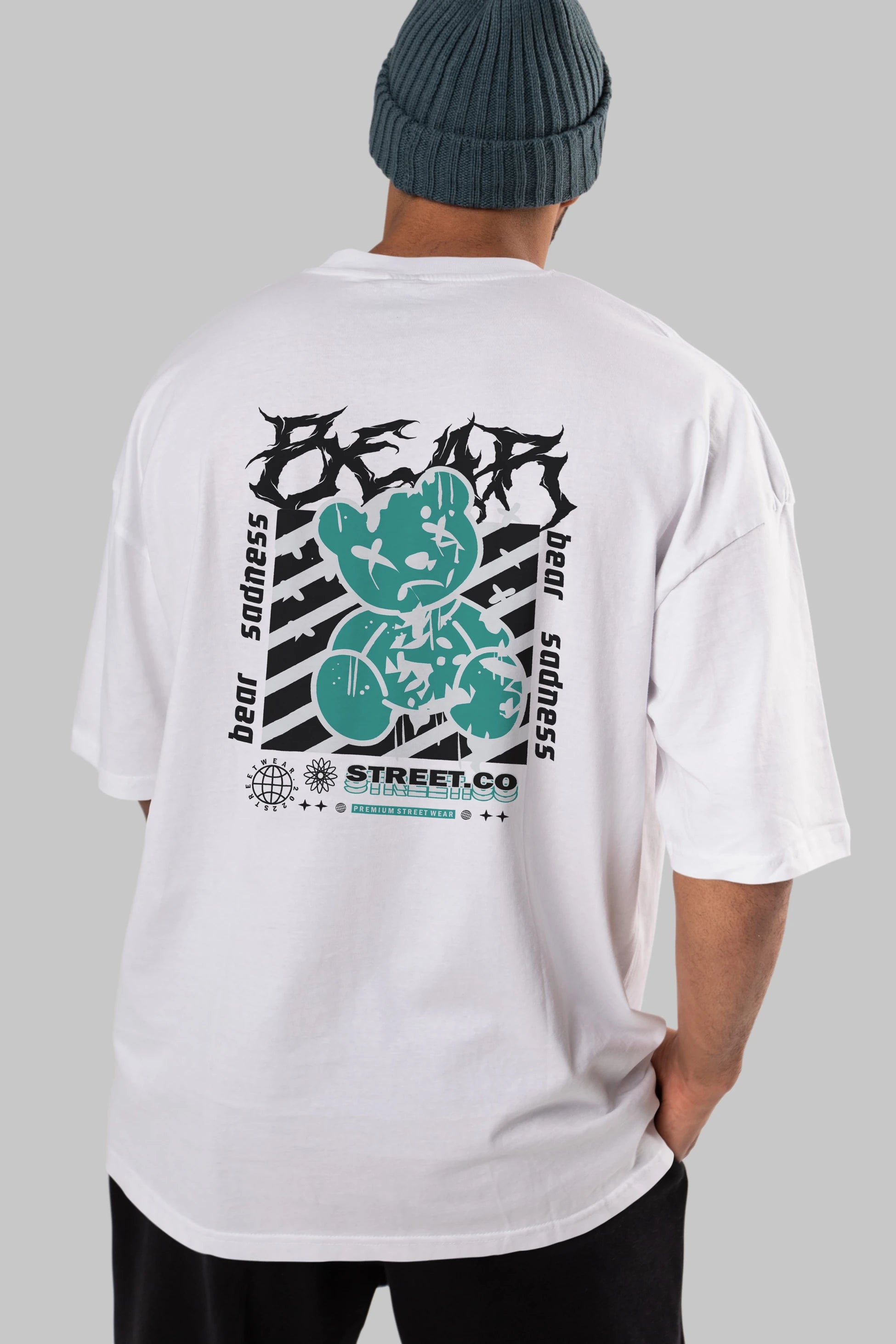 Bear Sadness Arka Baskılı Oversize t-shirt Erkek Kadın Unisex