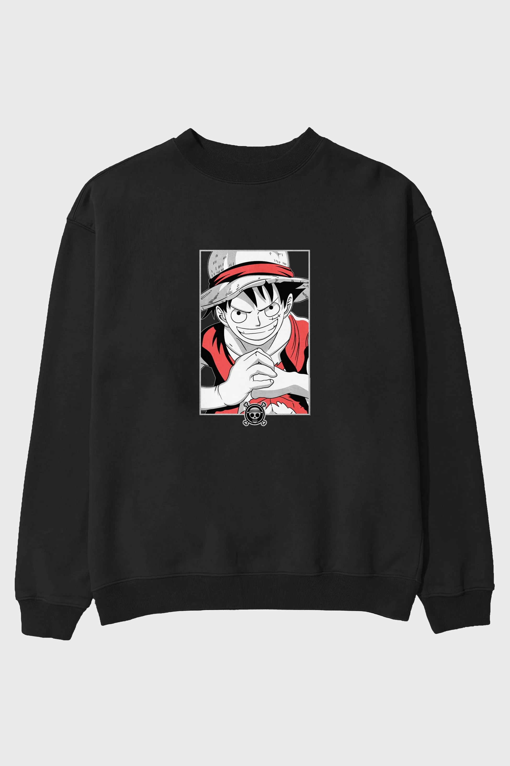 LUFF D. MONKEY OnePiece Anime Ön Baskılı Oversize Sweatshirt Erkek Kadın Unisex