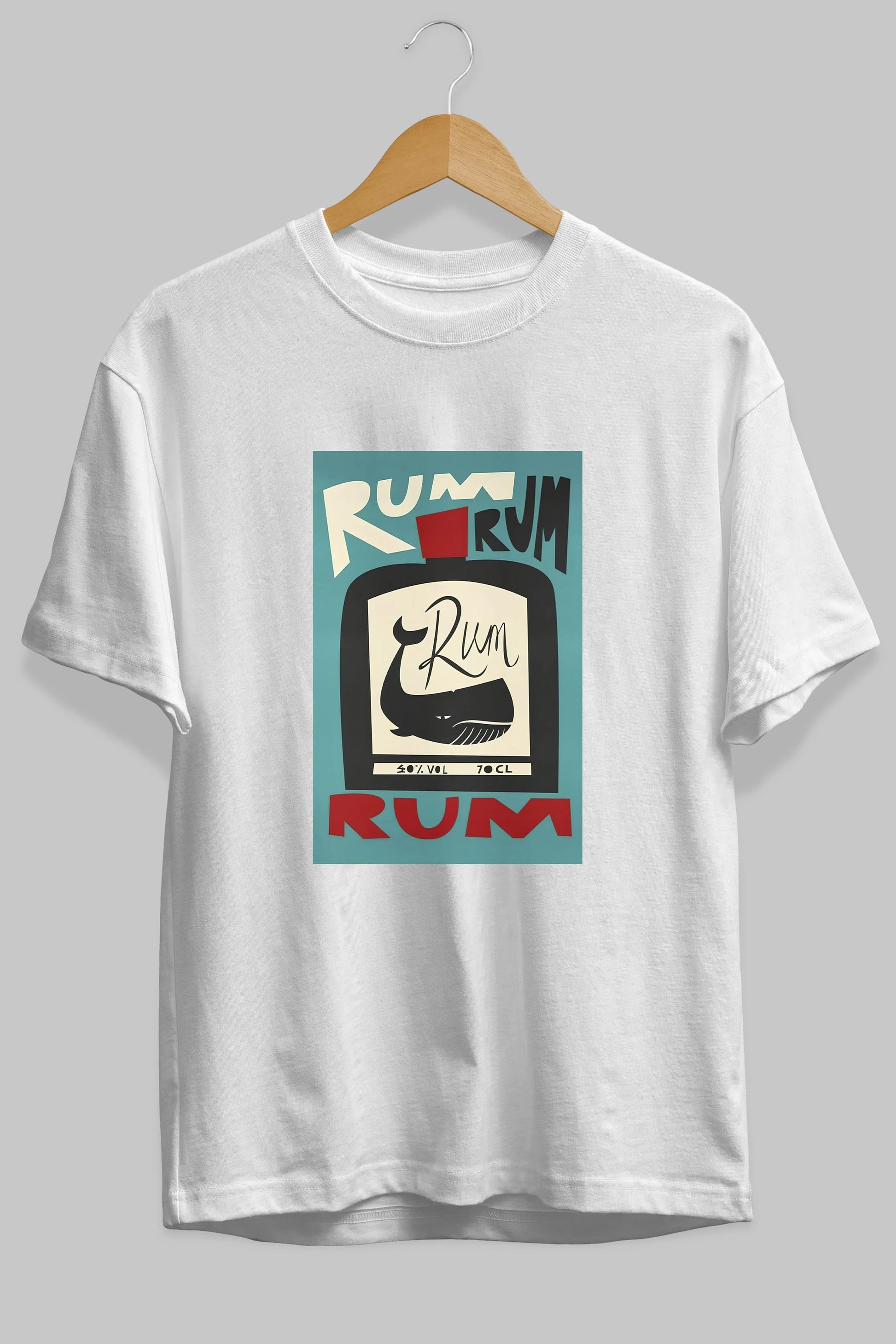 Rum Ön Baskılı Oversize t-shirt Erkek Kadın Unisex %100 Pamuk Bisiklet Yaka tişort