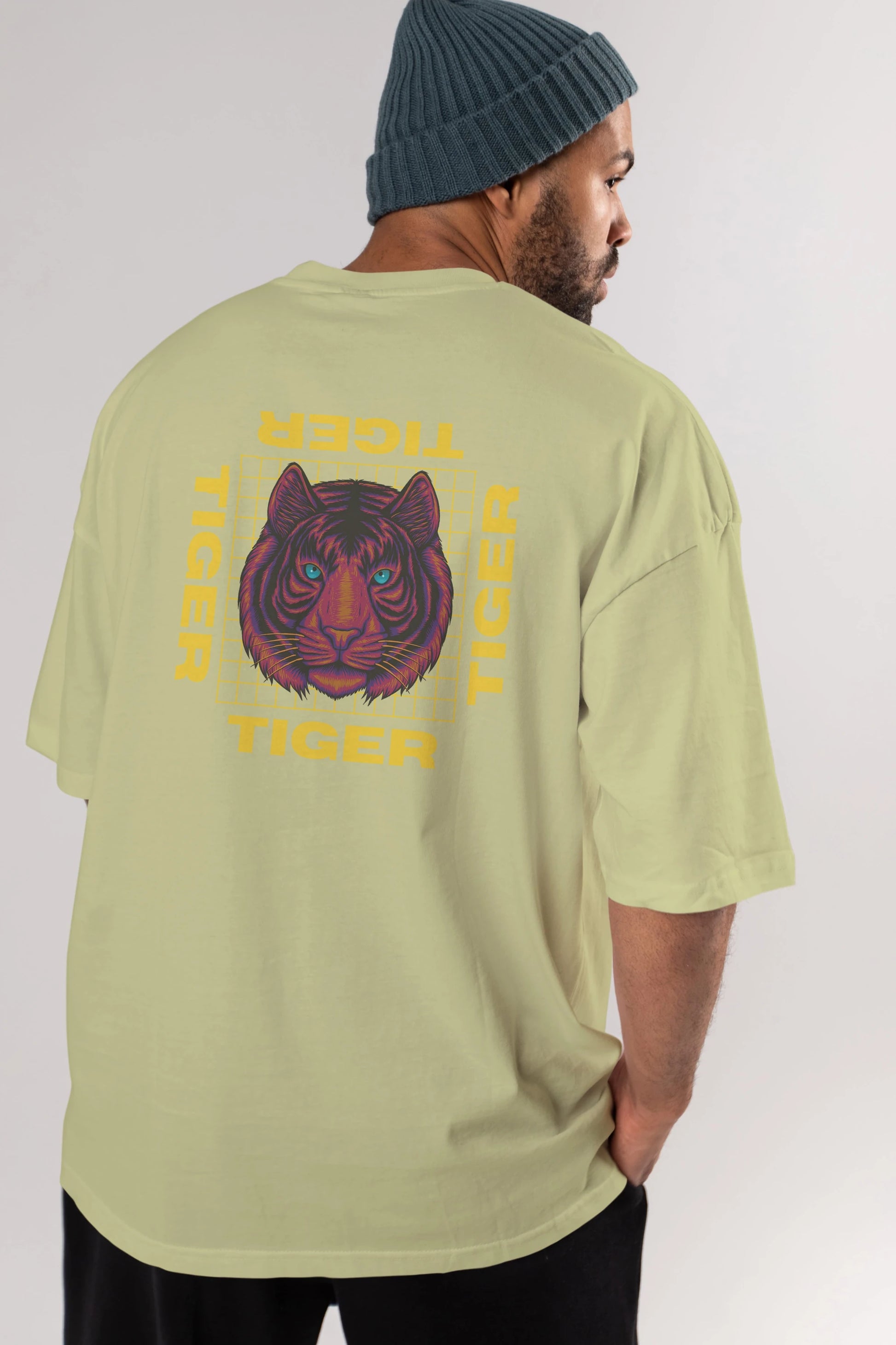 Tiger Yazılı Streetwear Arka Baskılı Oversize t-shirt Erkek Kadın Unisex