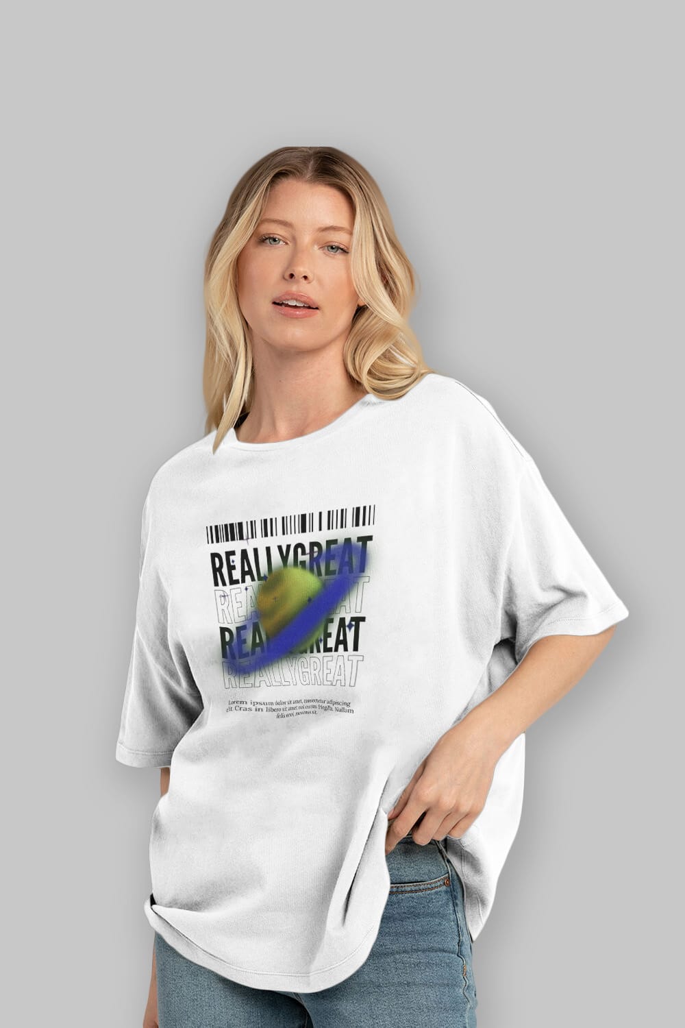 Really Great 2 Yazılı Ön Baskılı Oversize t-shirt Erkek Kadın Unisex