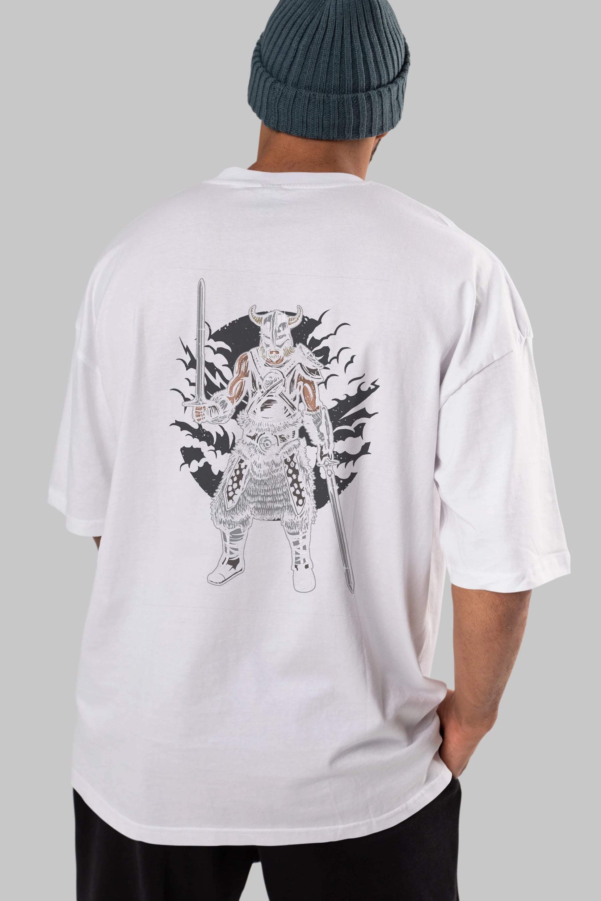 Dark Viking Arka Baskılı Oversize t-shirt Erkek Kadın Unisex %100 Pamuk