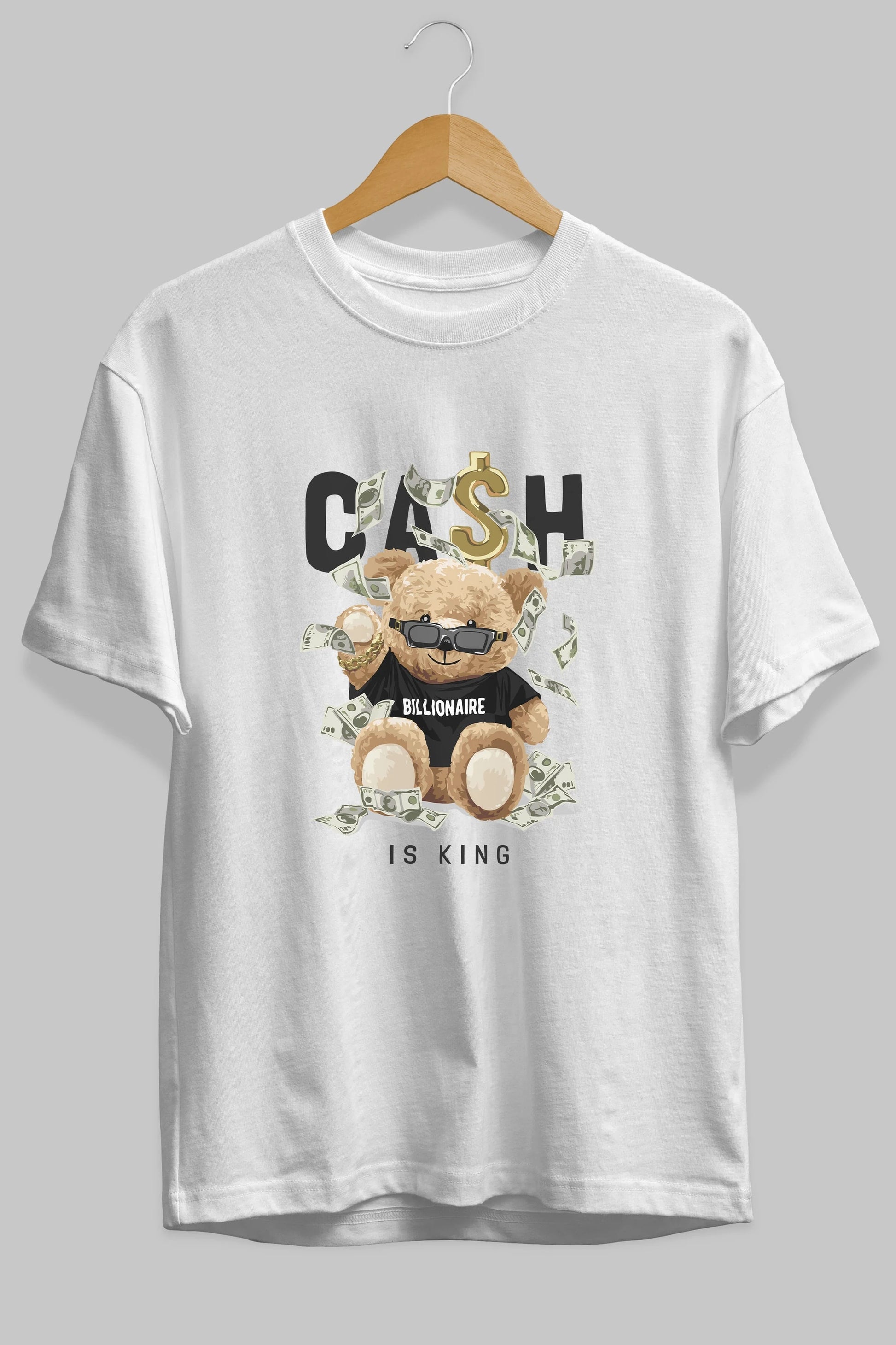 Teddy Bear Billionaire Ön Baskılı Oversize t-shirt Erkek Kadın Unisex %100 Pamuk