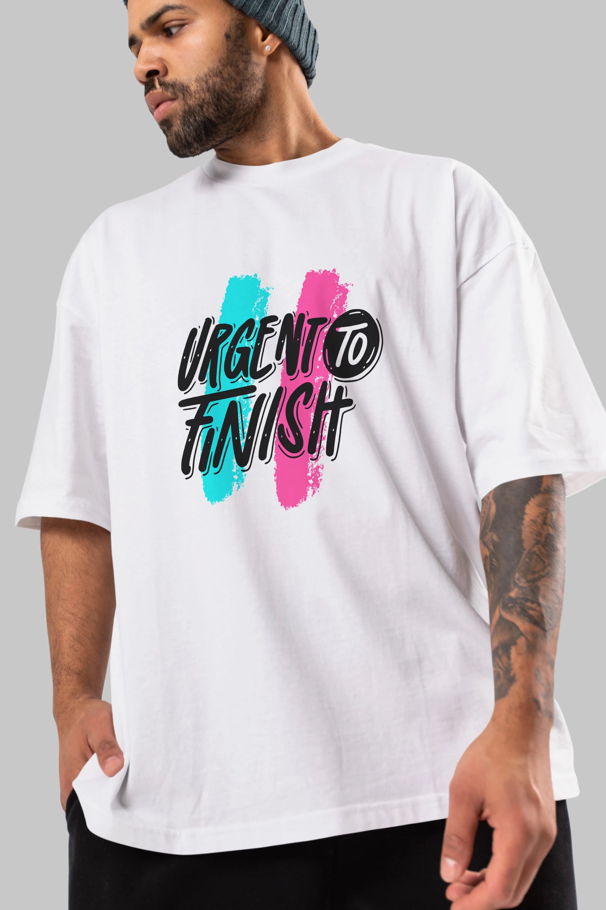 Urgent To Finish Ön Baskılı Oversize t-shirt Erkek Kadın Unisex