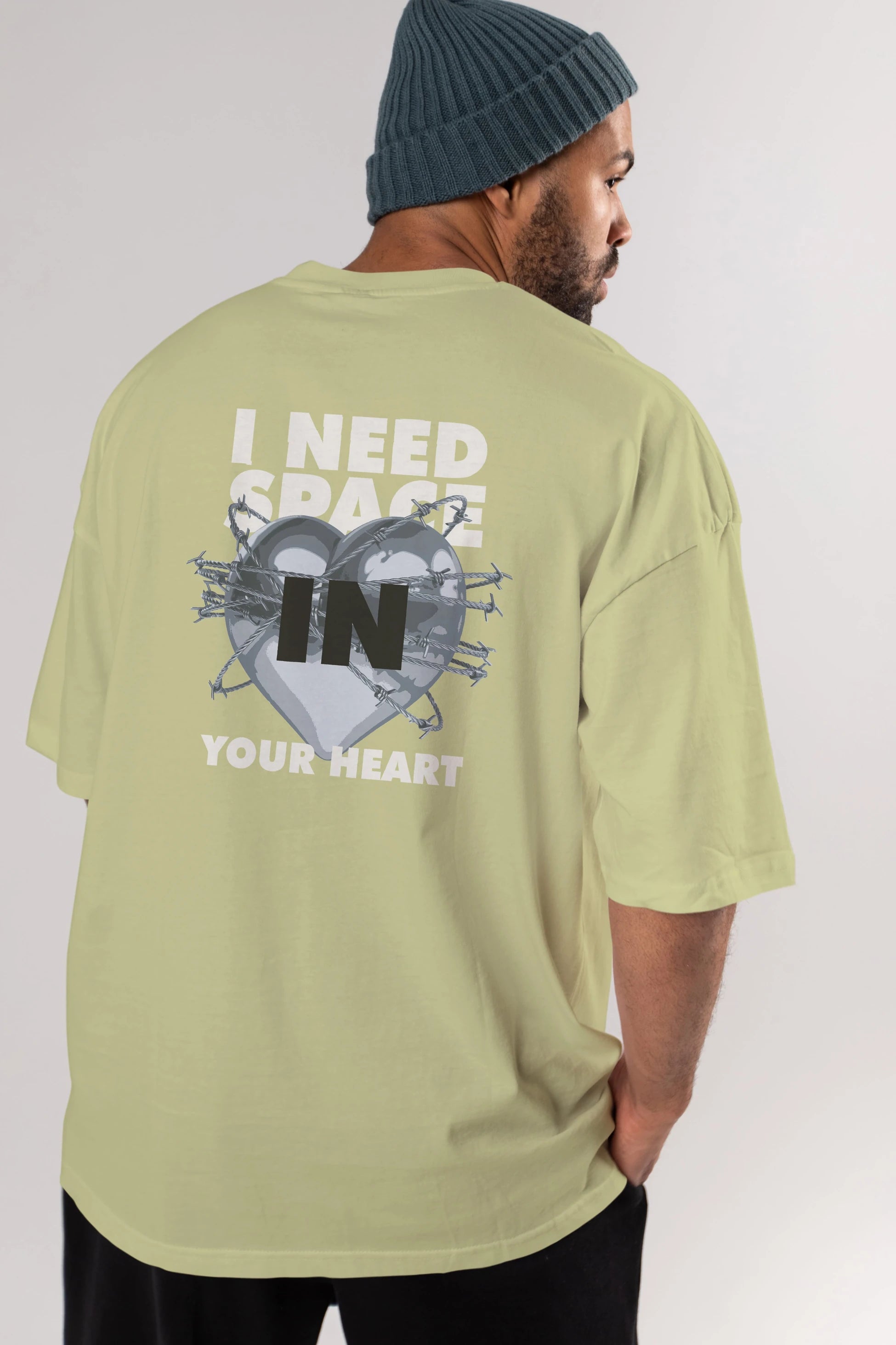 I Need Space Your Heart Arka Baskılı Oversize t-shirt Erkek Kadın Unisex