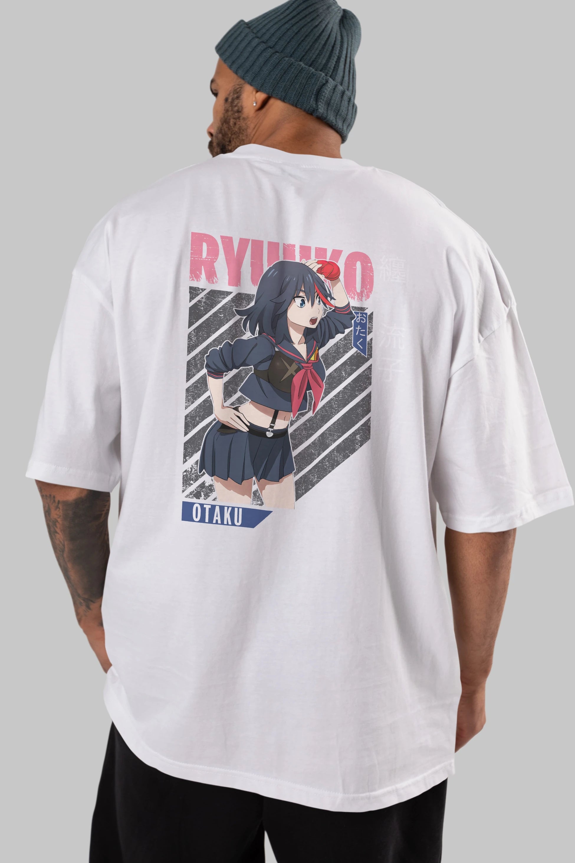Ryuuko Matoi 6 Anime Arka Baskılı Oversize t-shirt Erkek Kadın Unisex