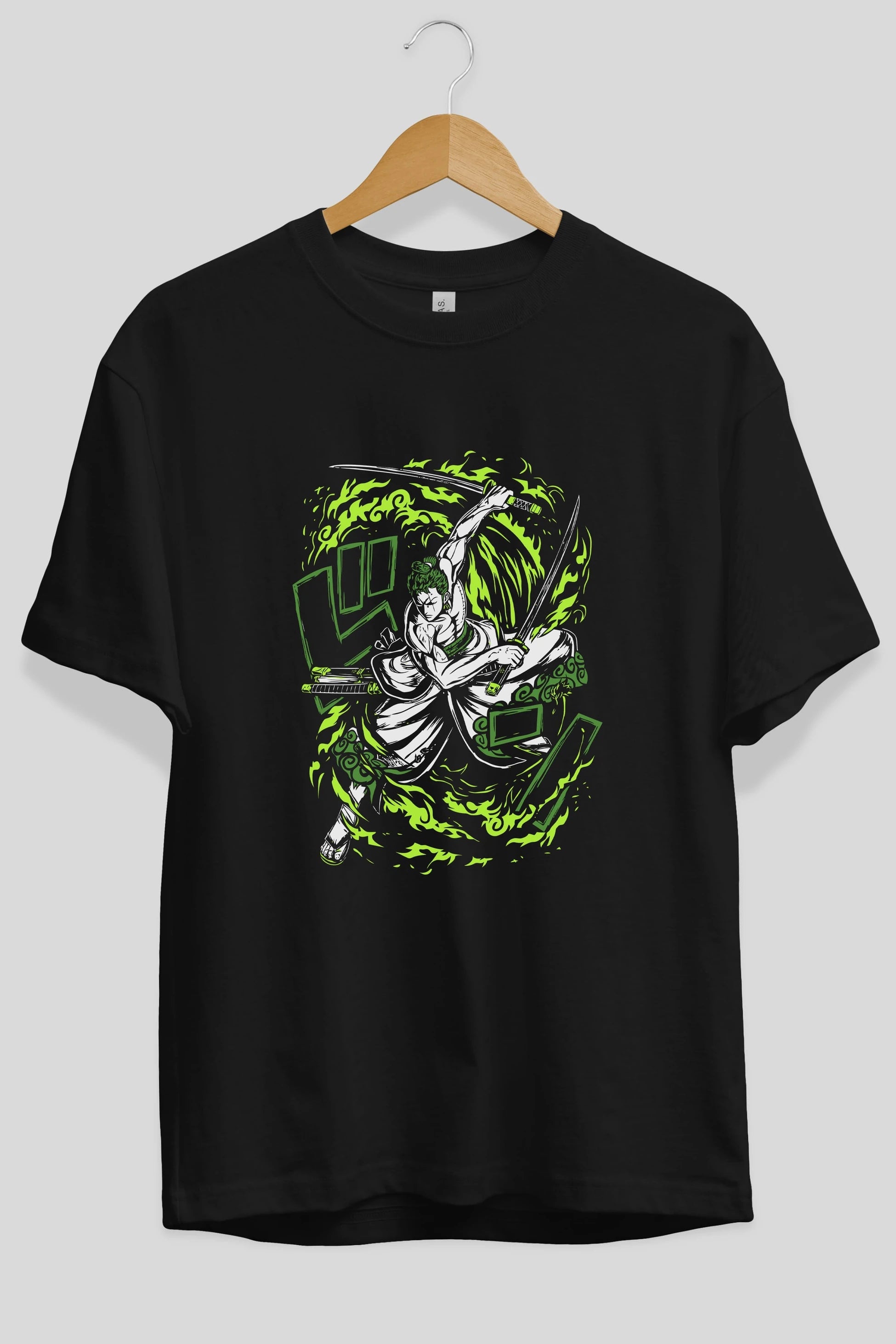 ZORO-ONE PIECE (2) Anime Ön Baskılı Oversize t-shirt %100 pamuk Erkek Kadın Unisex