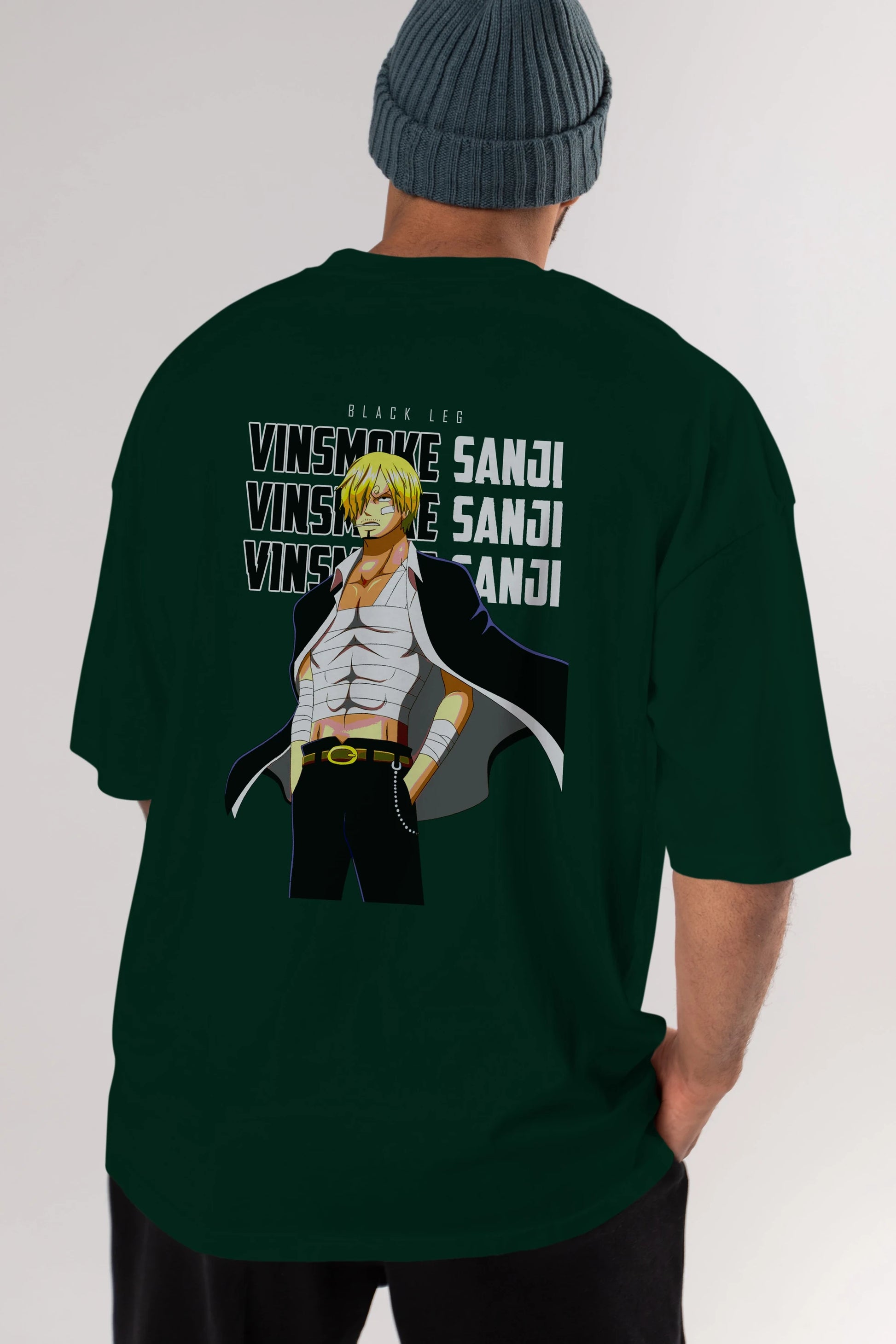 Sanji Anime Arka Baskılı Oversize t-shirt Erkek Kadın Unisex %100 pamuk tişort