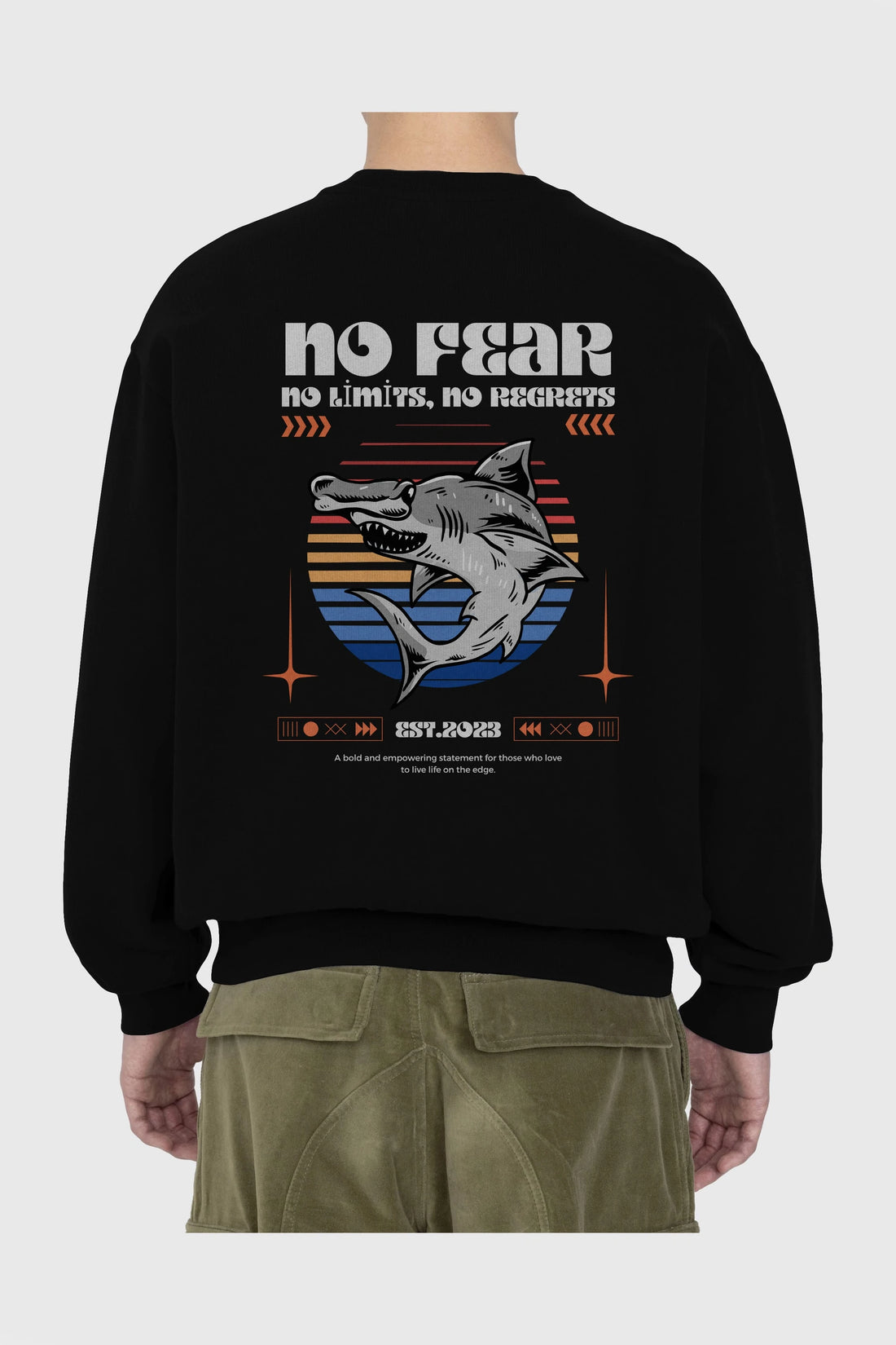 No Fear Yazılı Arka Baskılı Oversize Sweatshirt Erkek Kadın Unisex