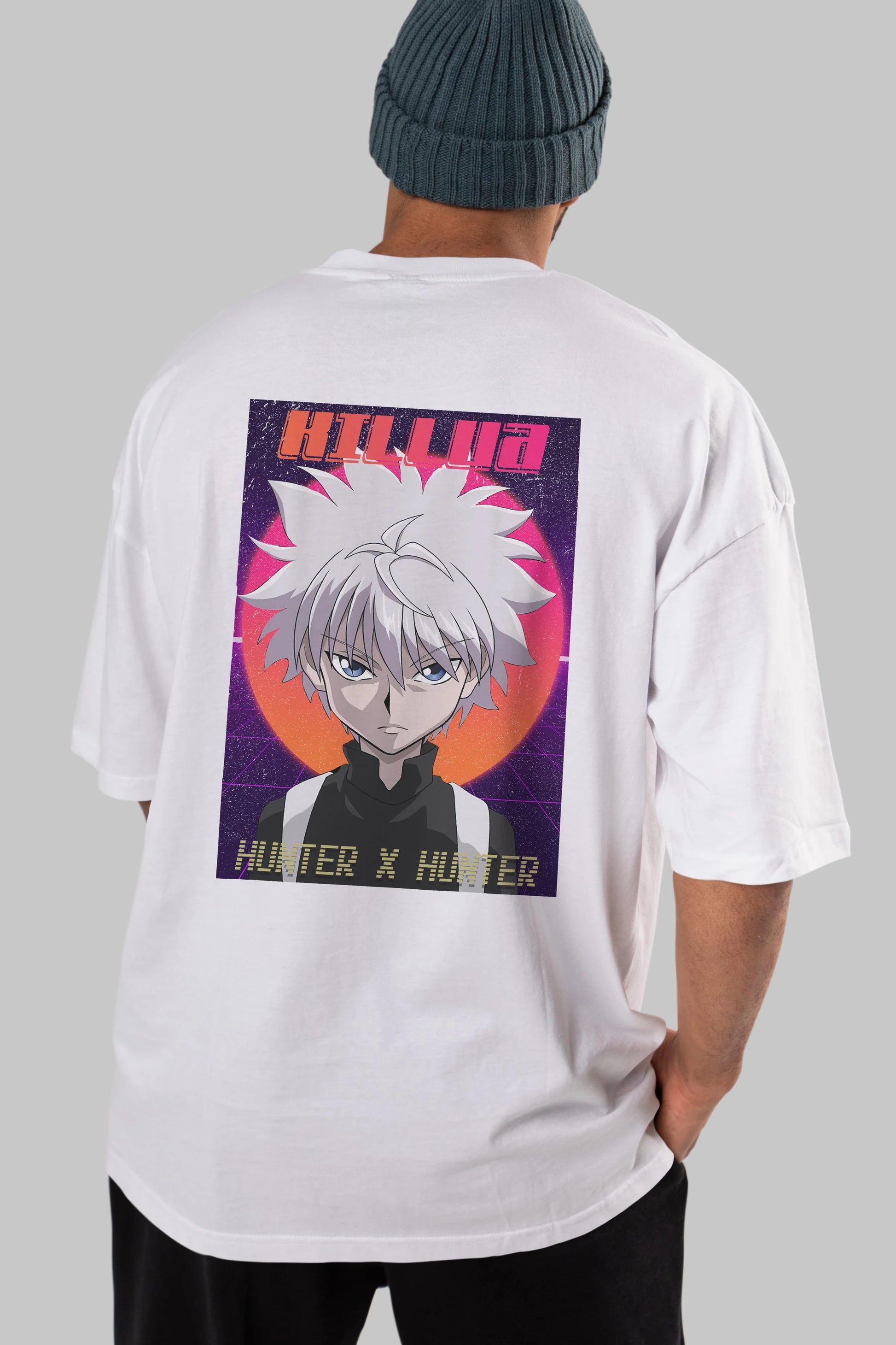Killua Zoldyck 12 1 Anime Arka Baskılı Oversize t-shirt Erkek Kadın Unisex