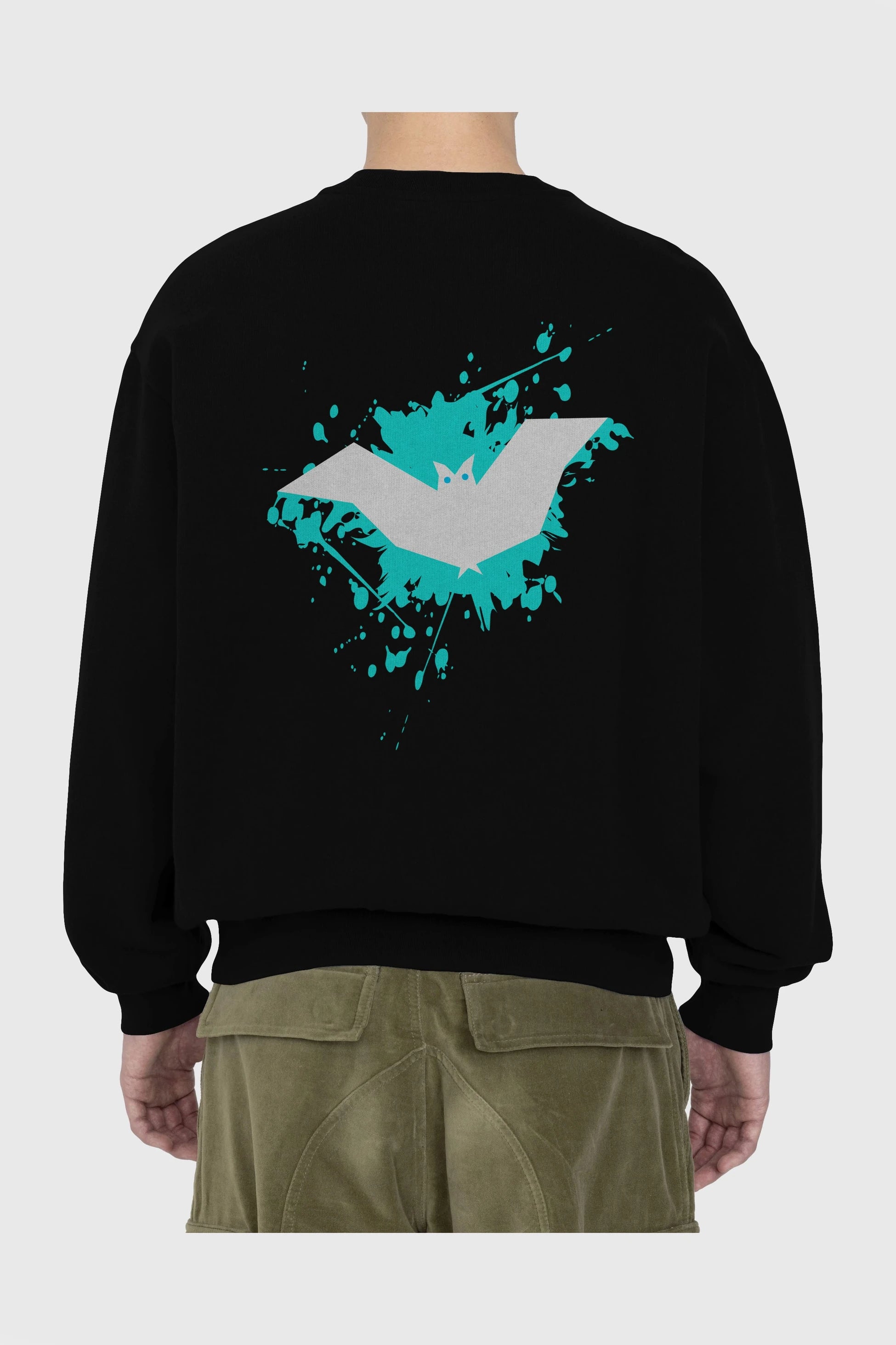 Halloween Arka Baskılı Oversize Sweatshirt Erkek Kadın Unisex