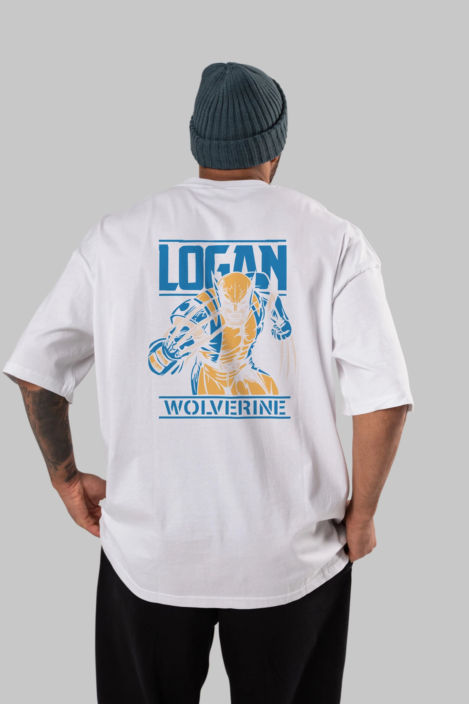 Wolverine Logan Arka Baskılı Oversize t-shirt Erkek Kadın Unisex %100 Pamuk Bisiklet Yaka tişort