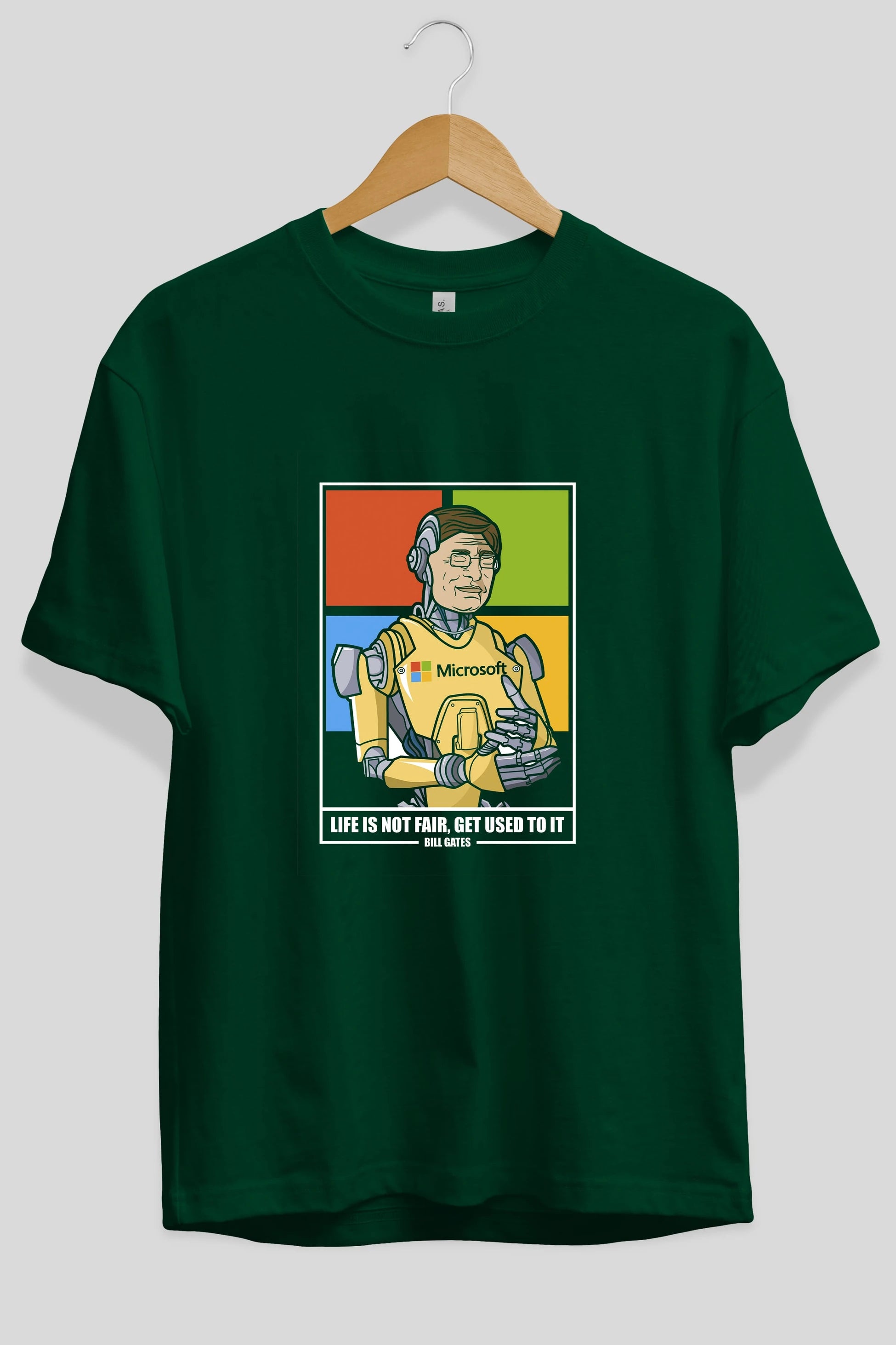 Bill Gates Robot Human Ön Baskılı Oversize t-shirt Erkek Kadın Unisex %100 Pamuk tişort
