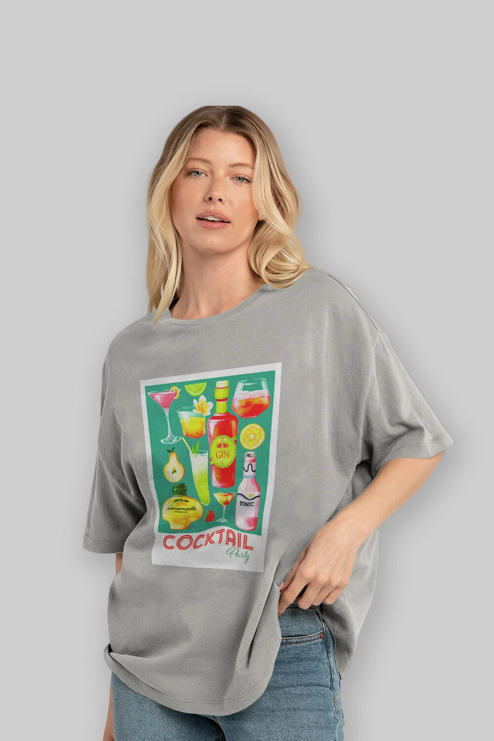 Cocktail Party 2 Ön Baskılı Oversize t-shirt Erkek Kadın Unisex %100 Pamuk Bisiklet Yaka tişort
