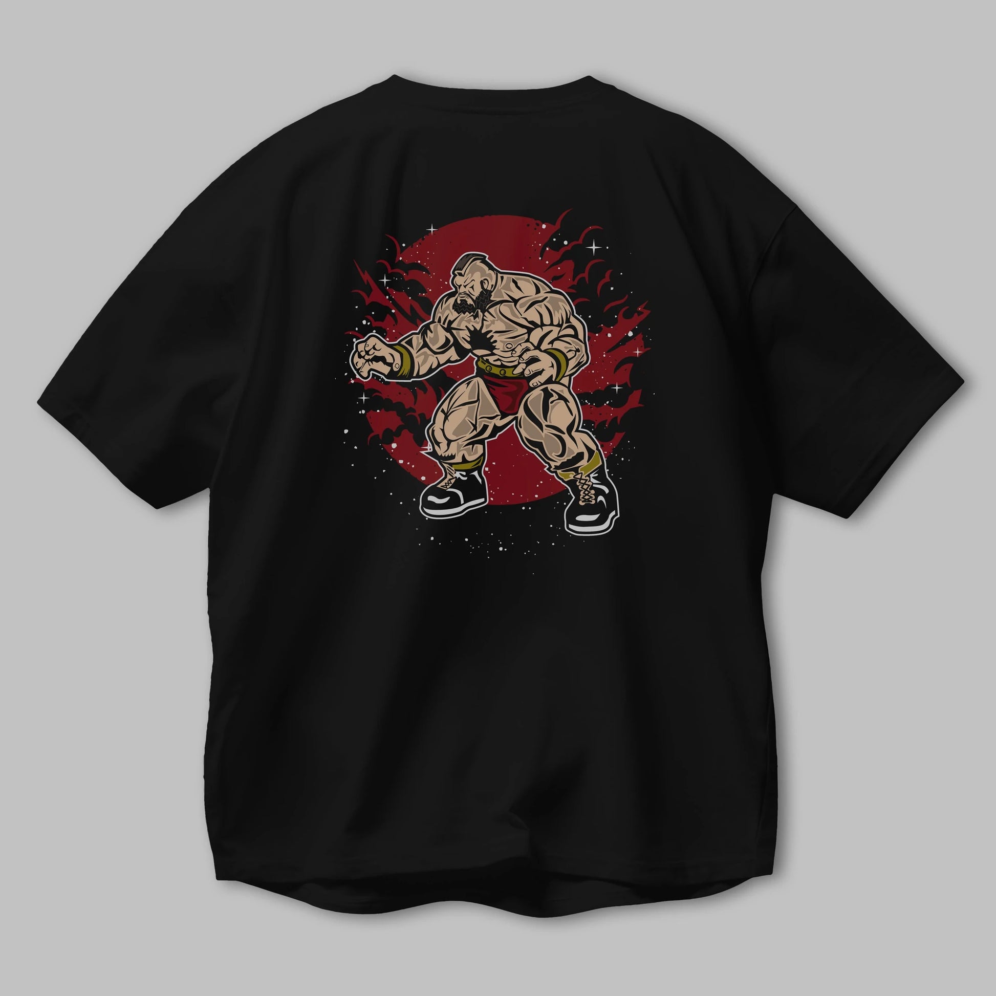 ZANGGIEF Arka Baskılı Oversize t-shirt Erkek Kadın Unisex %100 Pamuk