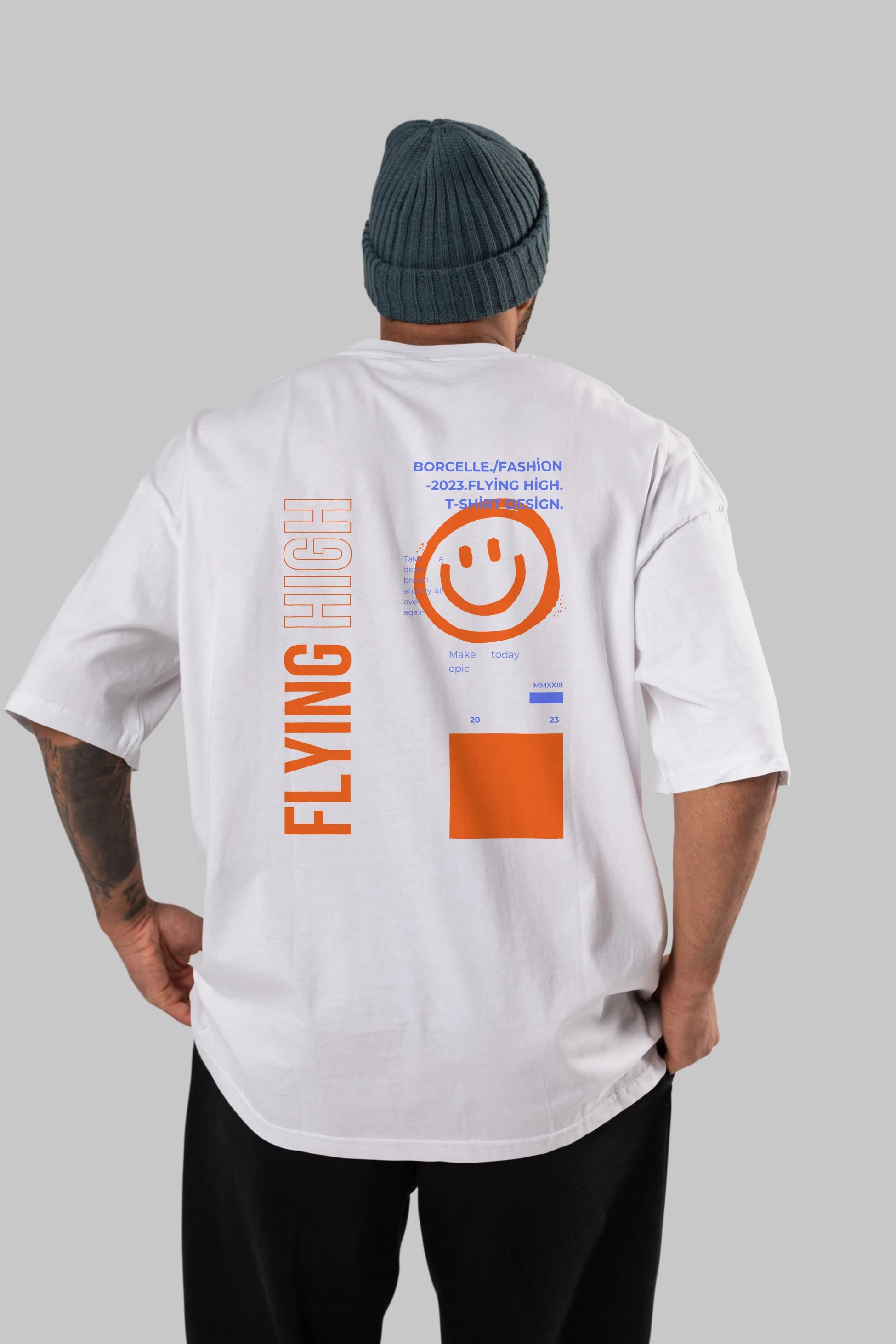 Flying High Yazılı Arka Baskılı Oversize t-shirt Erkek Kadın Unisex