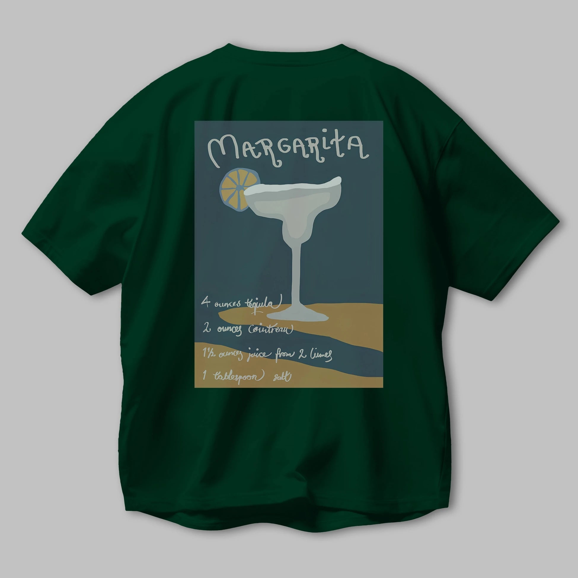 Margarita 2 Arka Baskılı Oversize t-shirt Erkek Kadın Unisex %100 Pamuk Bisiklet Yaka tişort