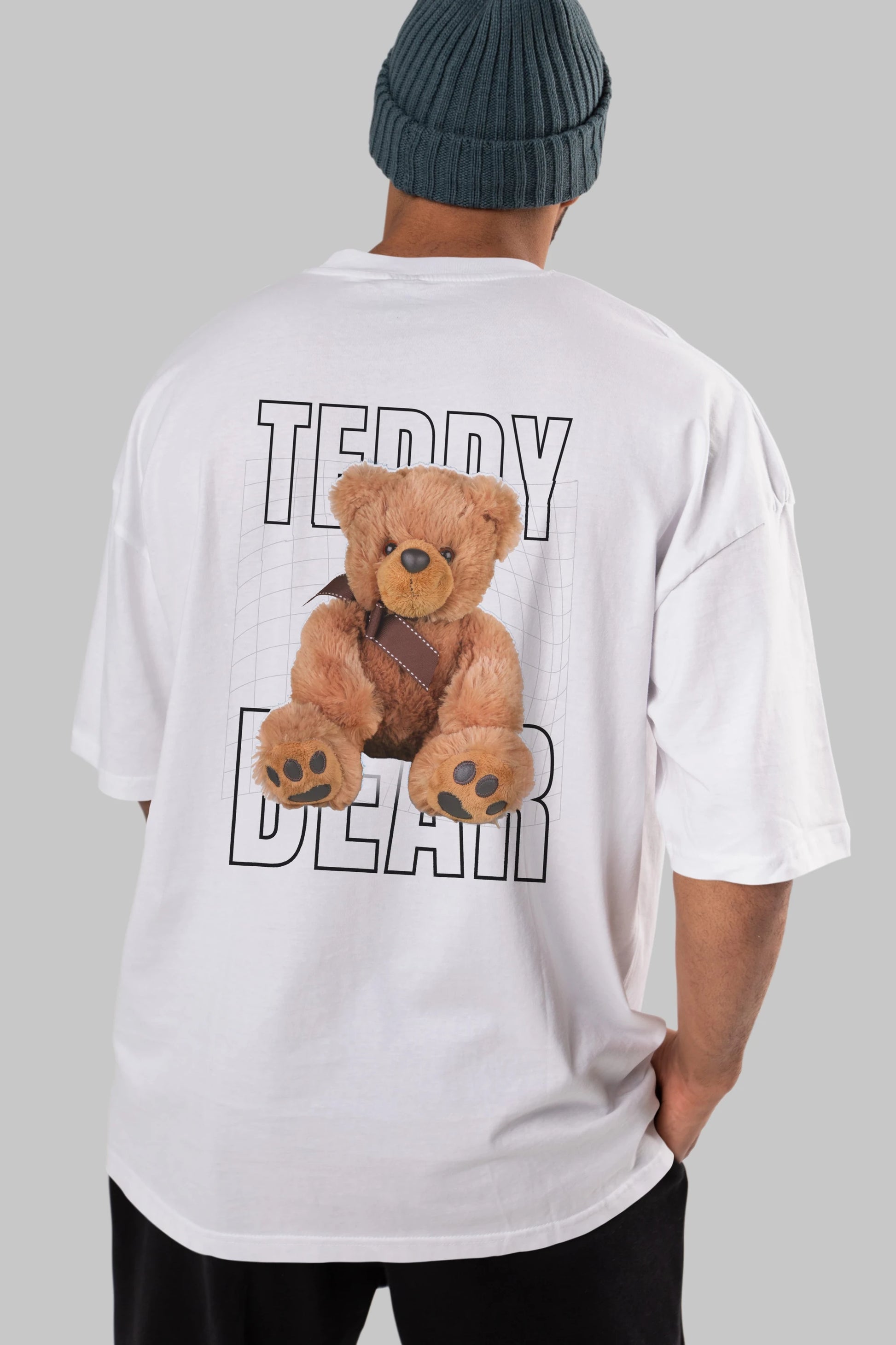Teddy Bear Yazılı Arka Baskılı Oversize t-shirt Erkek Kadın Unisex %100 Pamuk