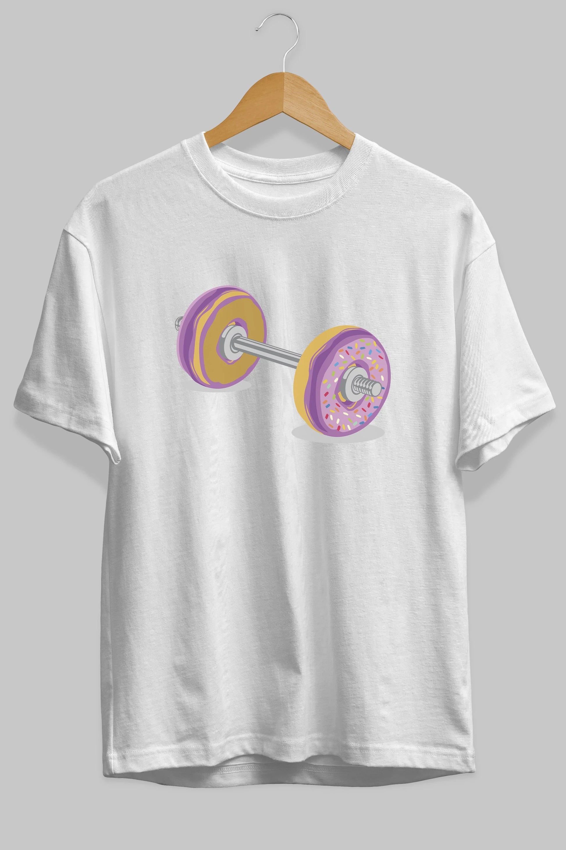 Donut Barbell Ön Baskılı Oversize t-shirt %100 pamuk Erkek Kadın Unisex